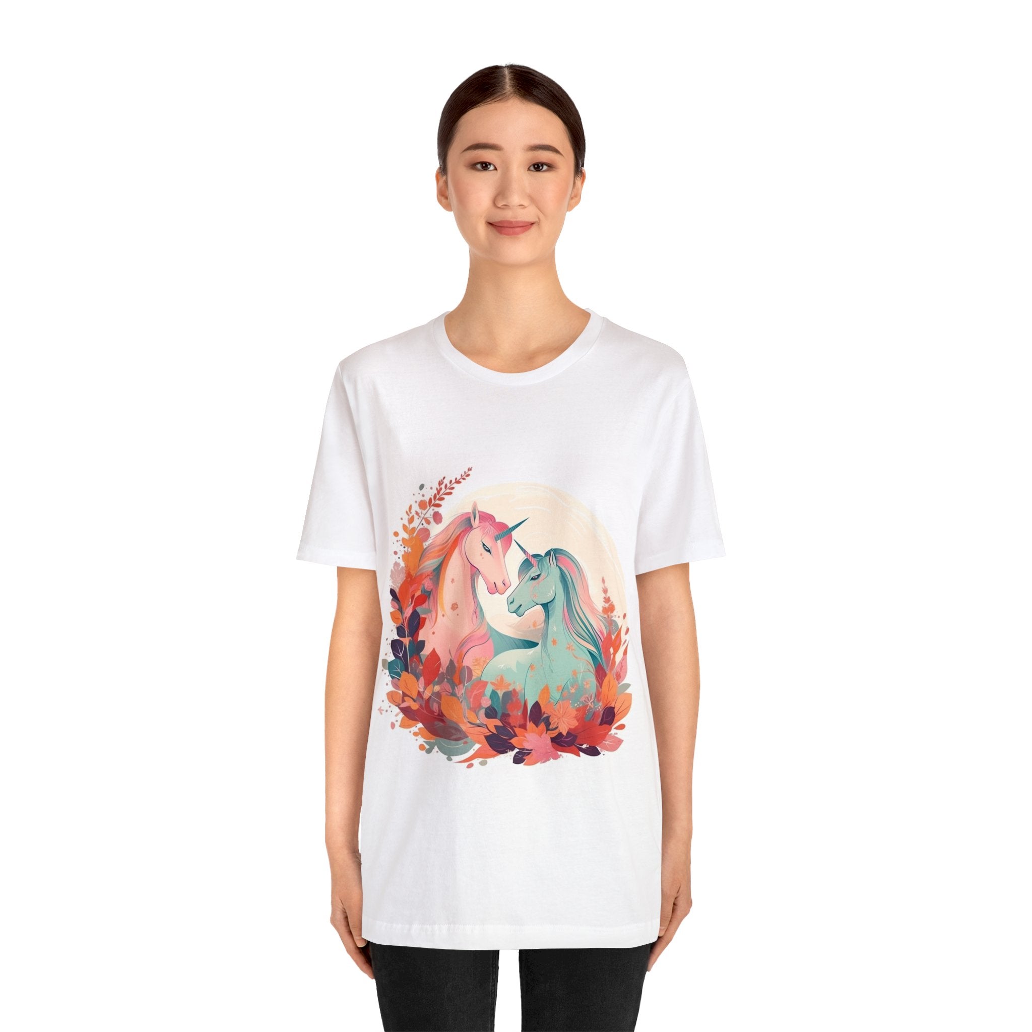 Women's Short Sleeve T-Shirt - "Unicorn World" Beautiful Fantasy Gift for Fairy Tale Fans and Lore Enthusiasts Birthday Present