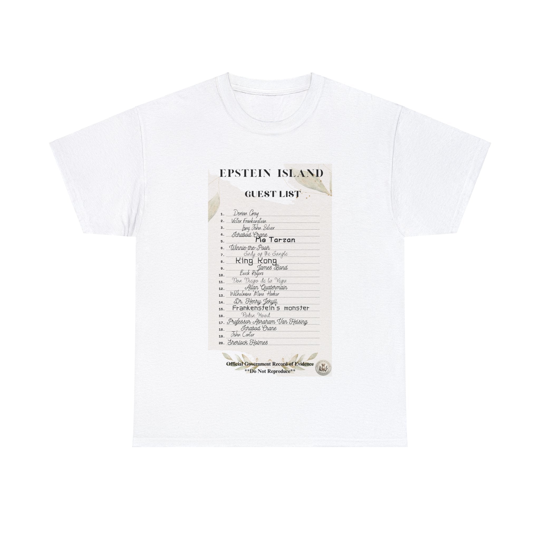 (First Come First Serve - Limited Supply) Creepy Island Baron Guest List" Funny Parody Unisex Heavy Cotton Tee Funny T-Shirt of E-Island Guest List Funny Shirt for Him for Funny Events
