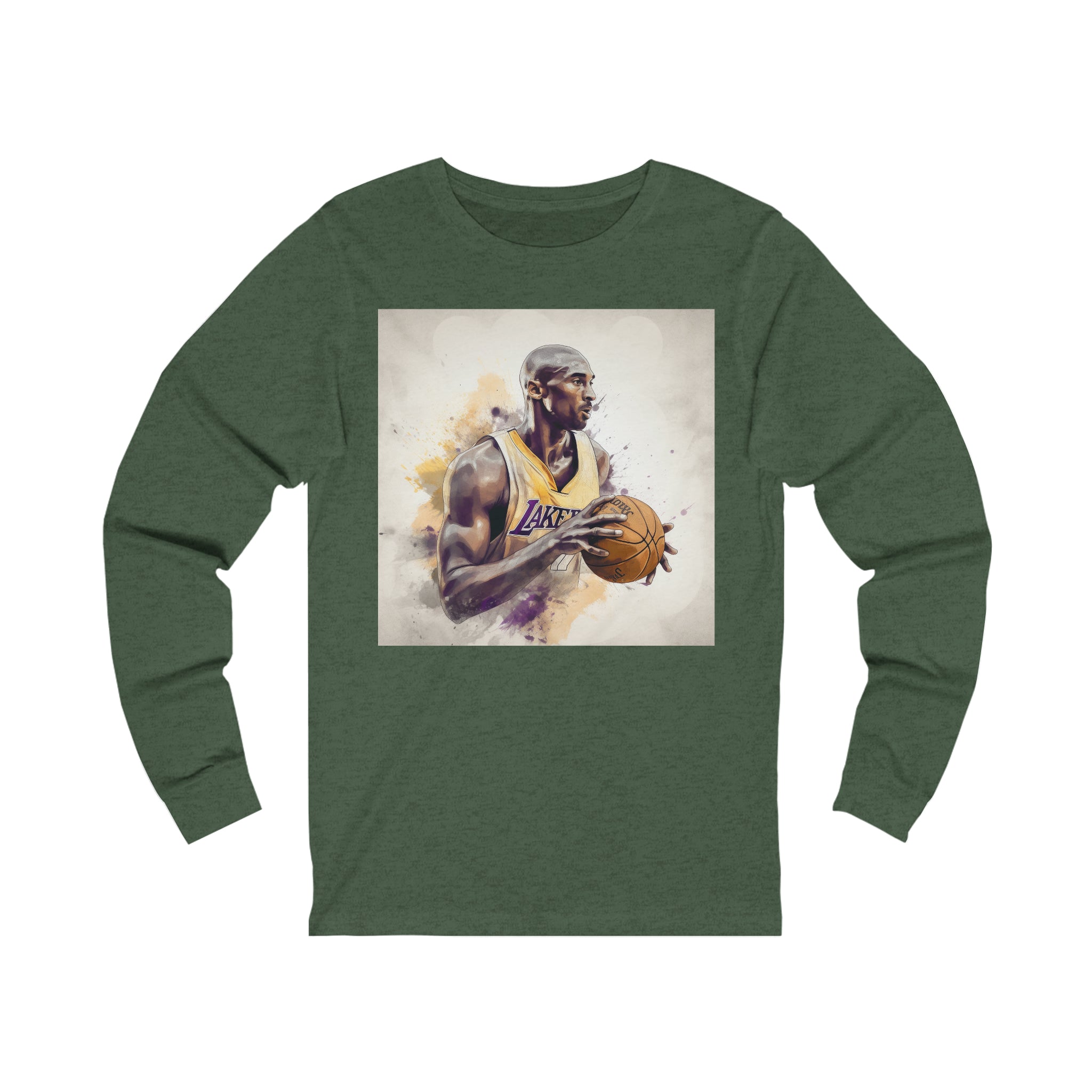 Court Royalty Unleashed: Professional Basketball Legend Epic Watercolor Unisex Jersey Long Sleeve Tee - An Artistic Tribute to the Great K.B.