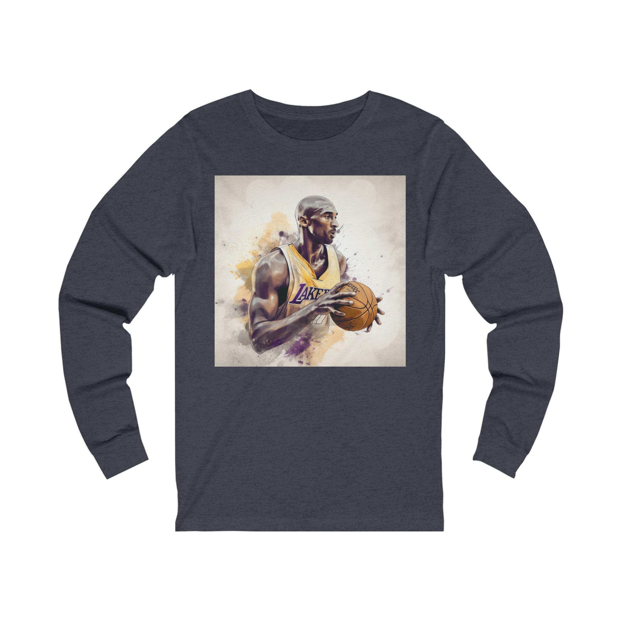 Court Royalty Unleashed: Professional Basketball Legend Epic Watercolor Unisex Jersey Long Sleeve Tee - An Artistic Tribute to the Great K.B.