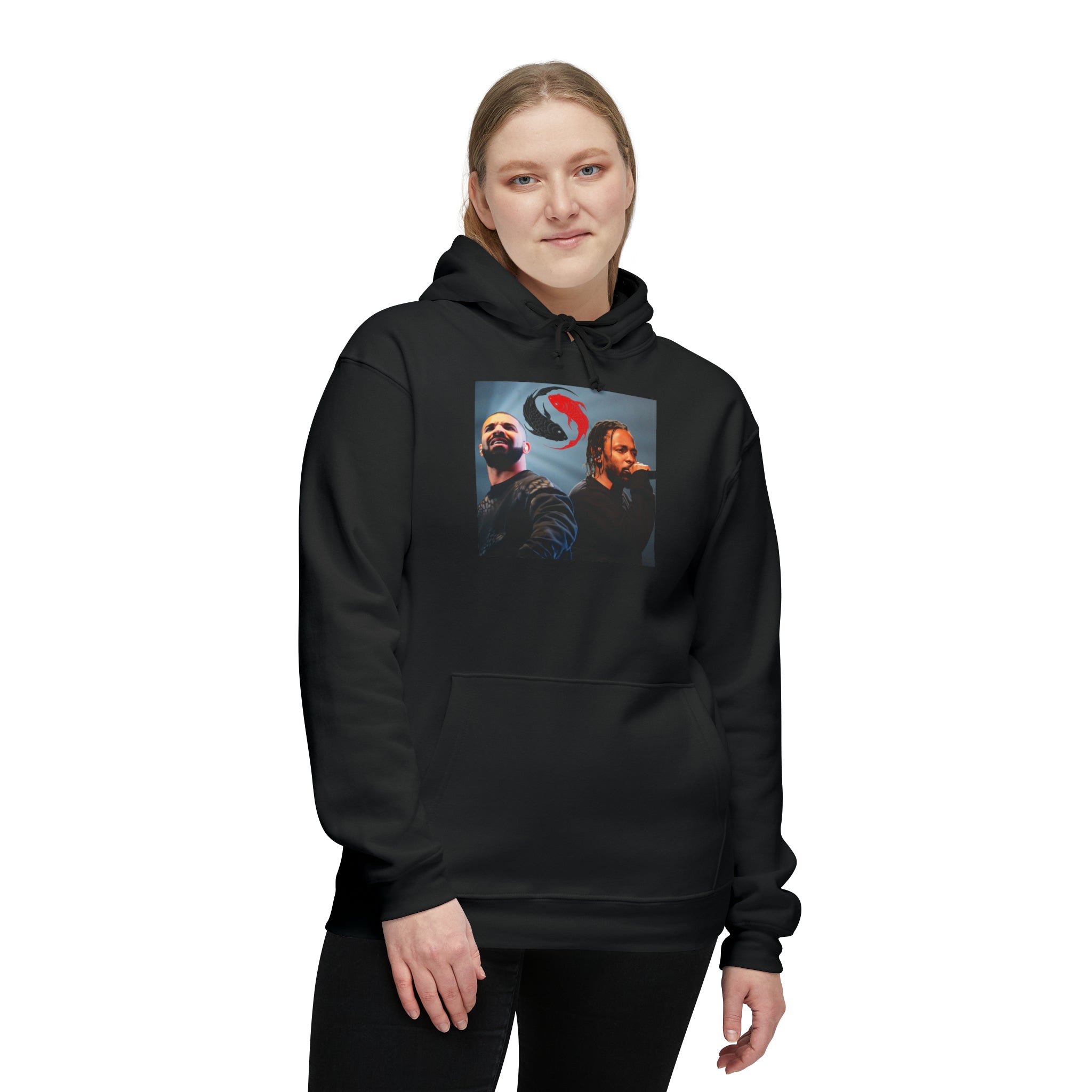Harmonic Rivals: 'Yin and Yang Beef - Drizzy vs. Lamar' Unisex Hooded Sweatshirt - US Crafted