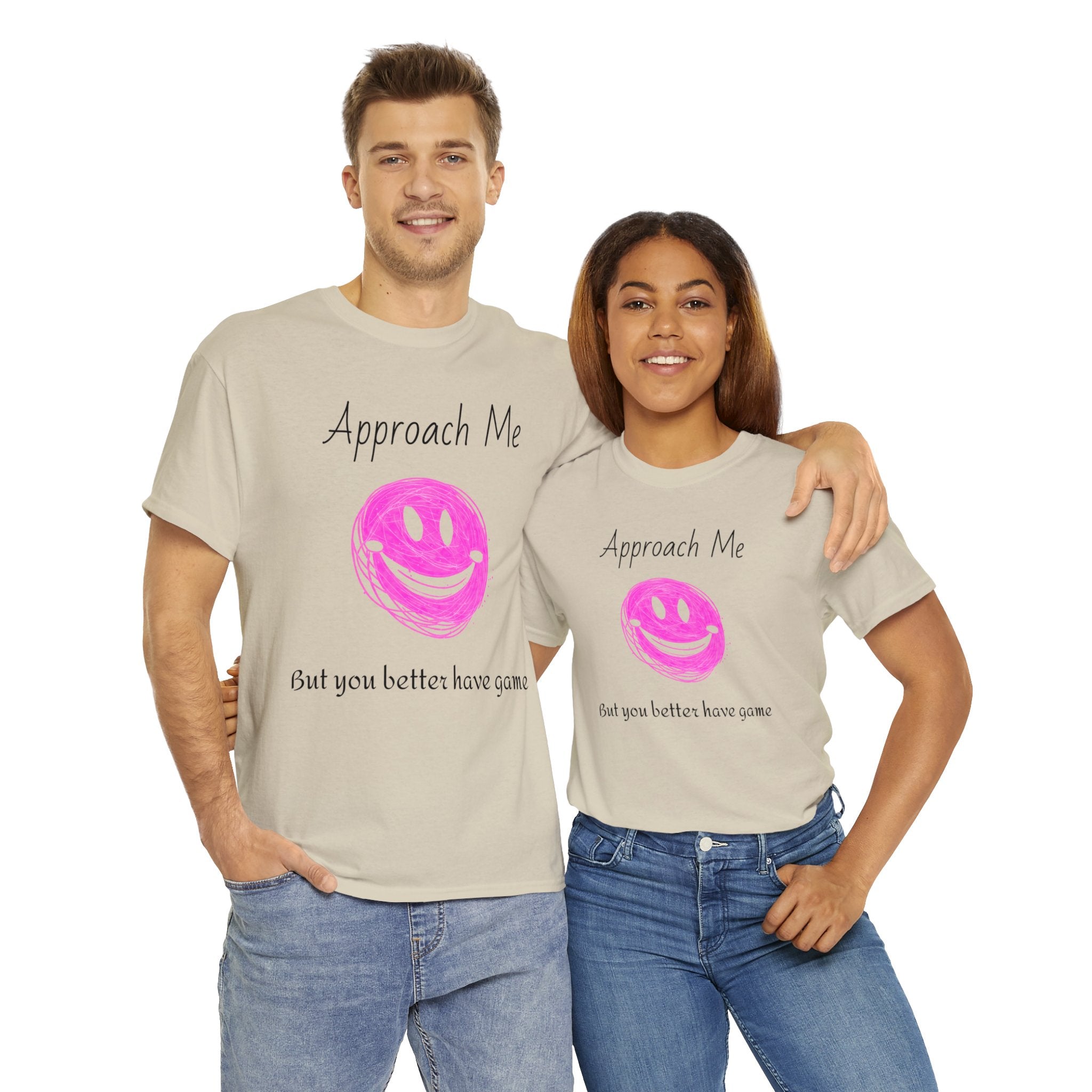 Dare to Date: The Ultimate 'Approach Me If You Dare' Challenge - A Women's Unisex Heavy Cotton Tee Perfect for Social Events, Recreational Activities, and Making Bold Statements