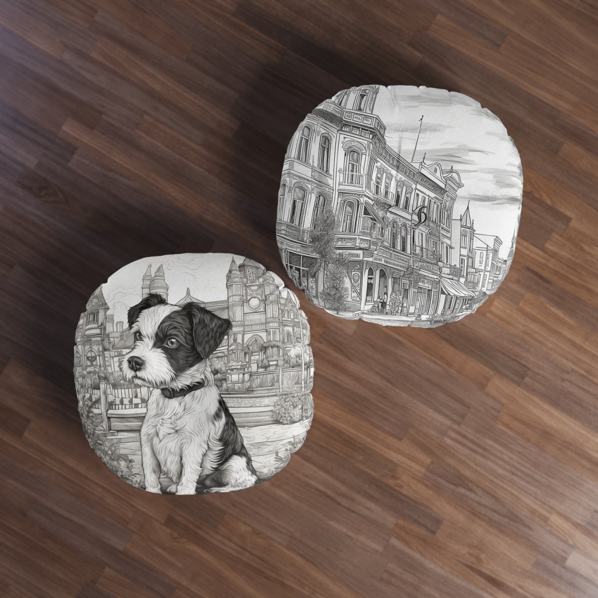 Tufted Floor Pillow, Round-Cute Puppy (Professional Art)