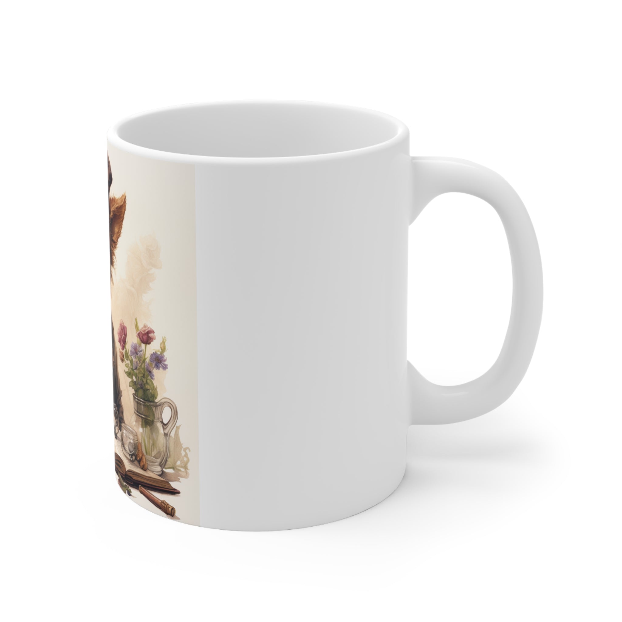 Perfect for Dog Lovers and Afternoon Walks in Garden Gift Coffee Mug 11oz Ceramic Mug Home and Garden Relaxing  | Exclusive Floral Puppy Design | Professional Artwork | Durable & Aesthetic Drinkware