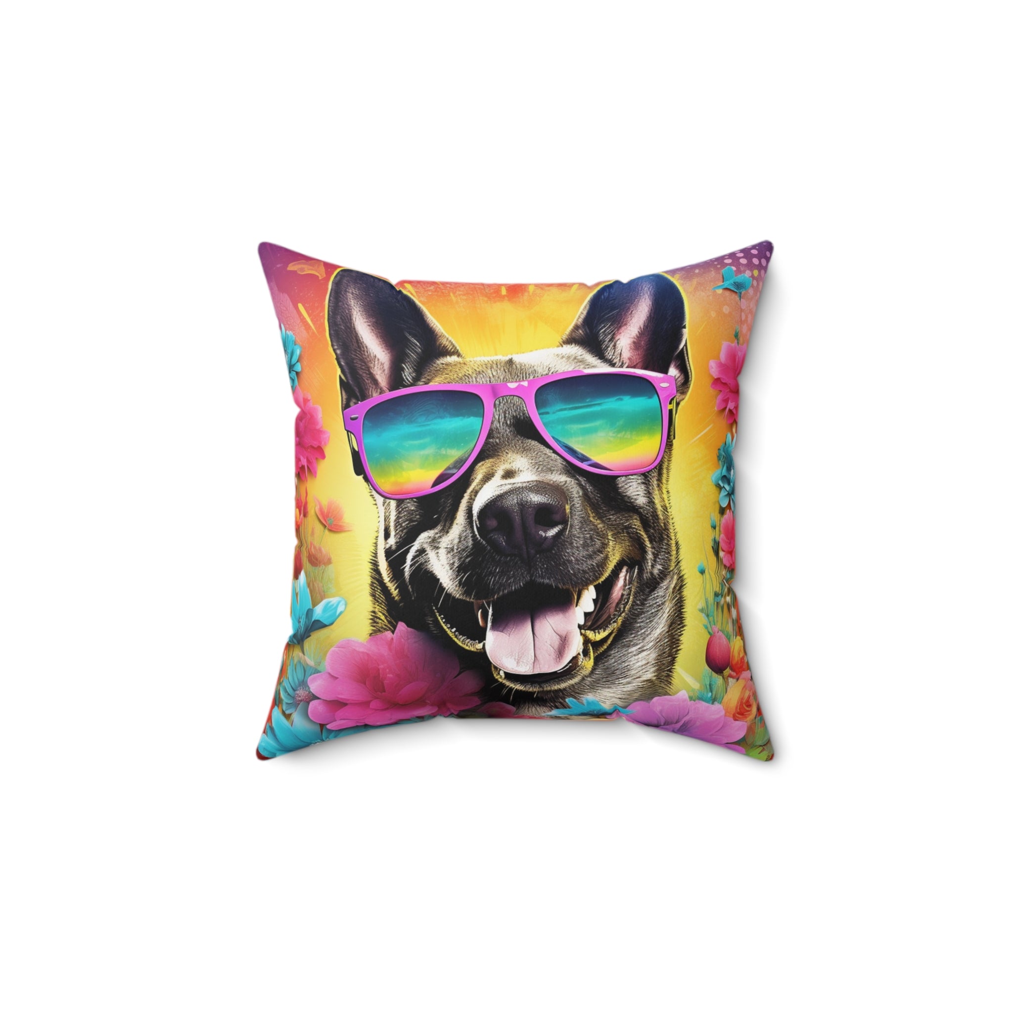 🌞 Vacation Sun Doggy Pal Colorful Spun Polyester Square Pillow - Fun and Vibrant Pillow for Relaxing Getaways | Sunny Days with Your Furry Friend