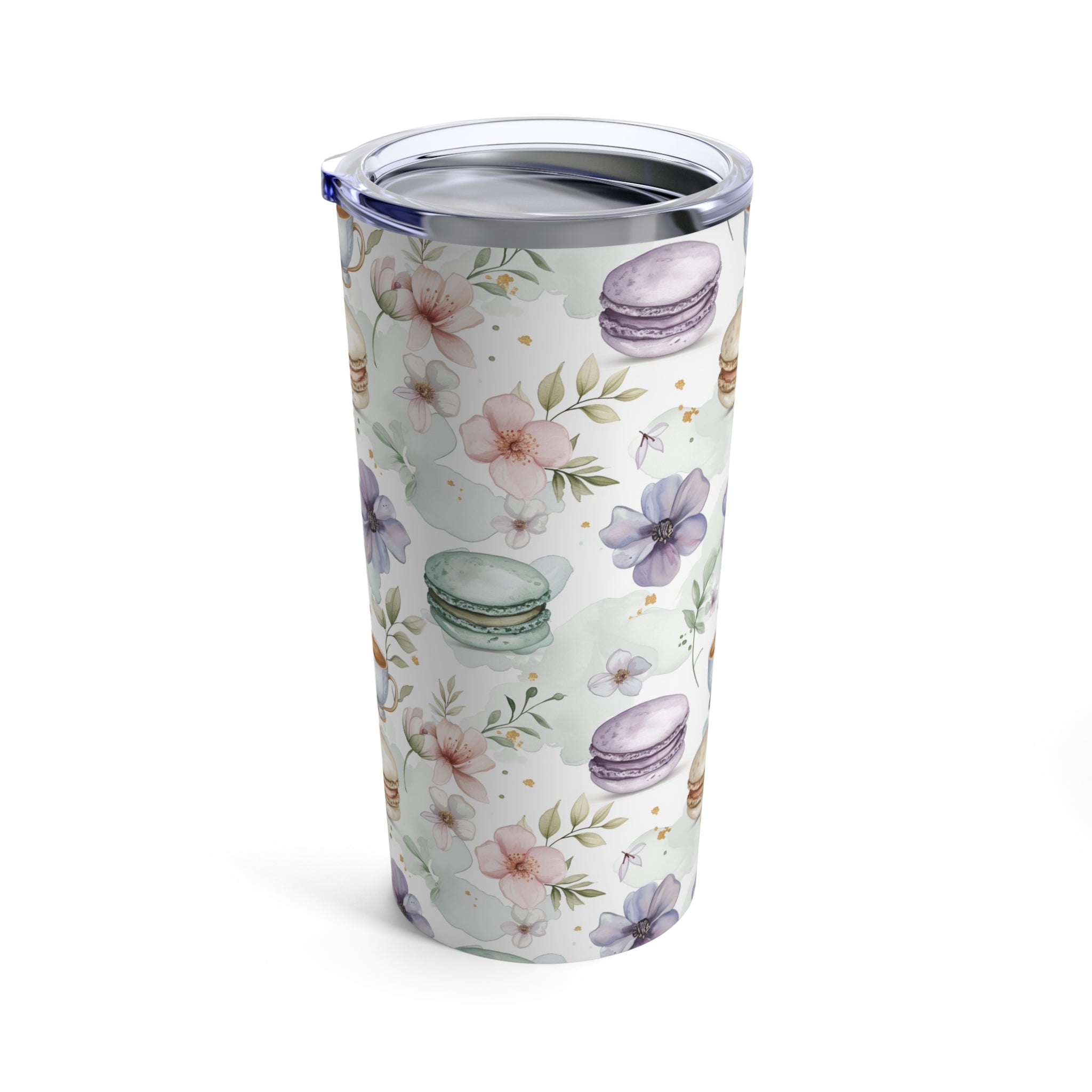 Colorful Macaroon Pattern Tumbler 20oz - Essential Travel Cup for Baking Enthusiasts & Pastry Cooks