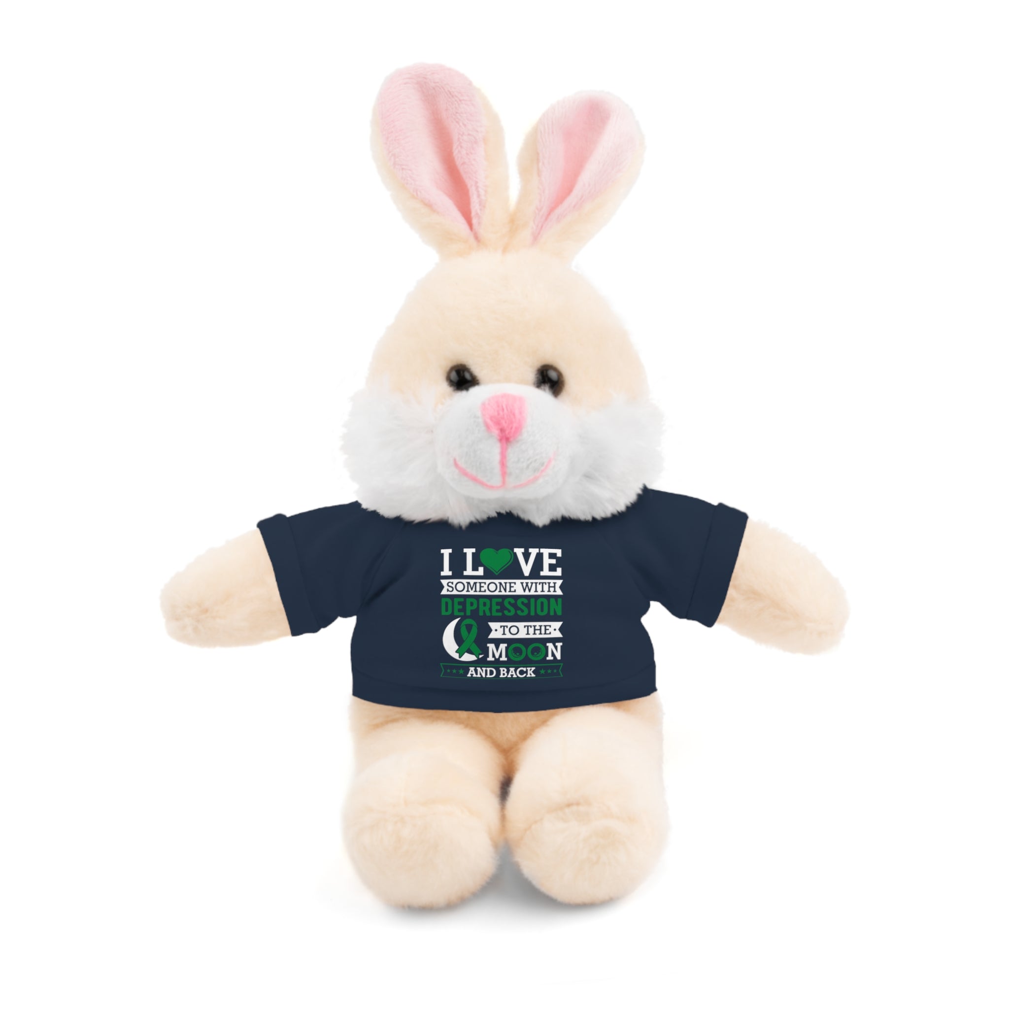 Show Your Love and Support with 'I Love Someone with Depression' Stuffed Animals - Furry Friend Wears Heartfelt Message Tee