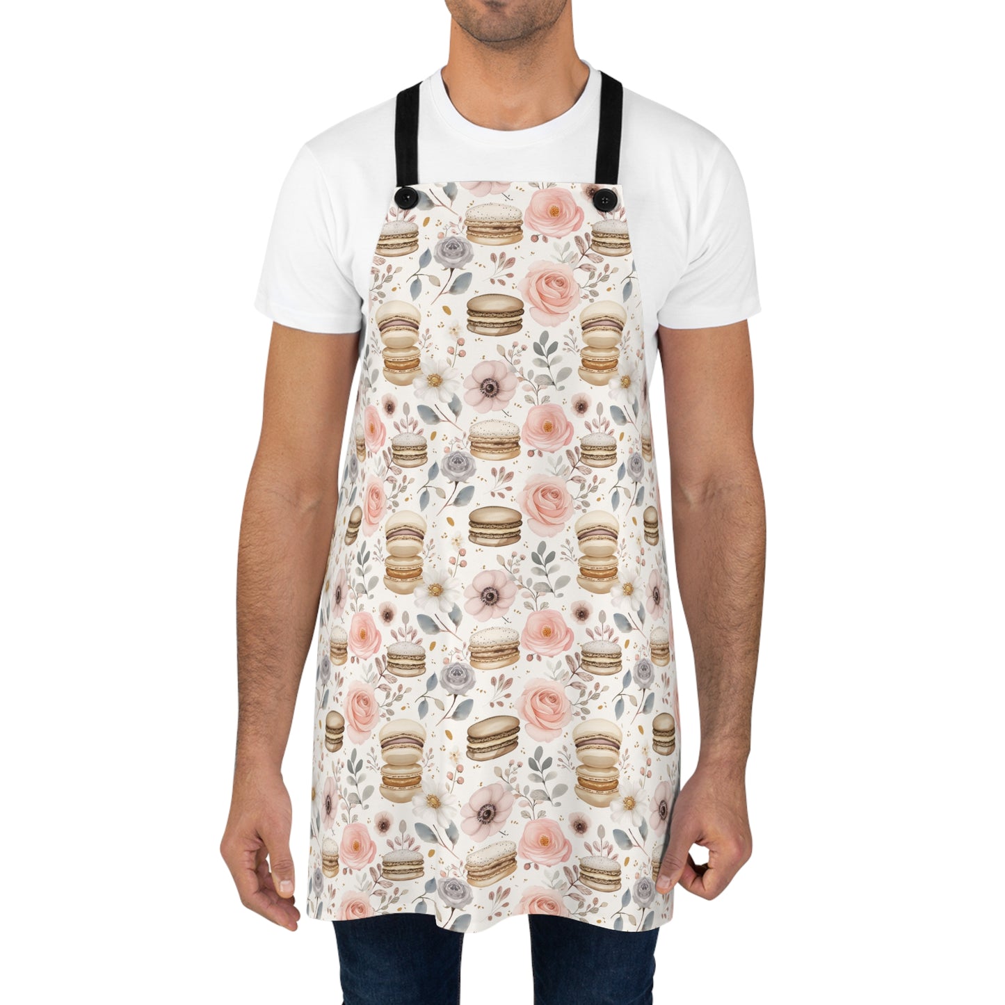 Stay Stylish While Baking: It's Raining Macaroons Pastry Chef's Dream Pattern Apron (AOP) For Foodies and The Amateur Cook Who Loves a Good Laugh in Style