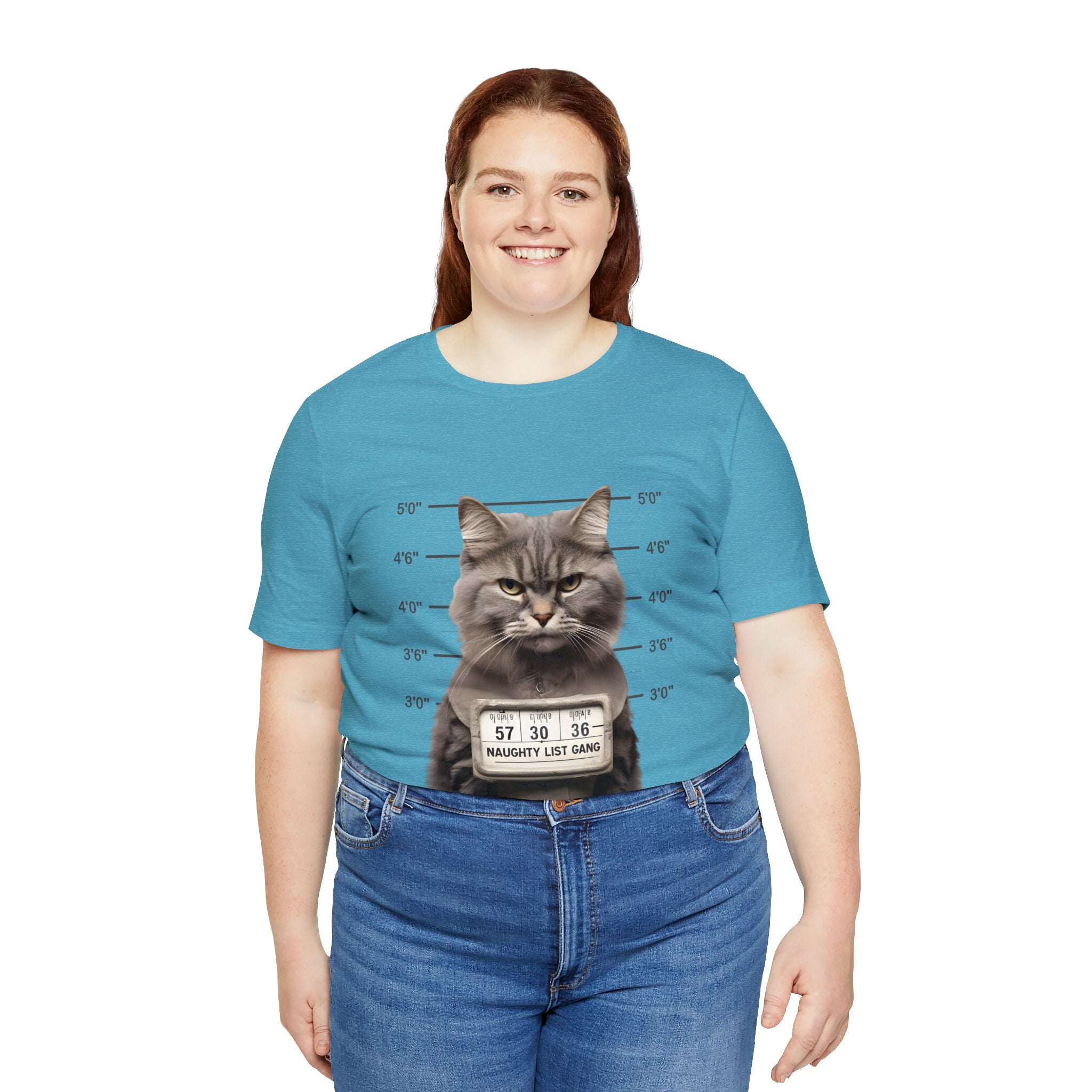 Naughty Cat Gang Cat in a Line-up Funny Unisex Jersey Short Sleeve Tee - Humorous Feline Apparel for Cat Lovers