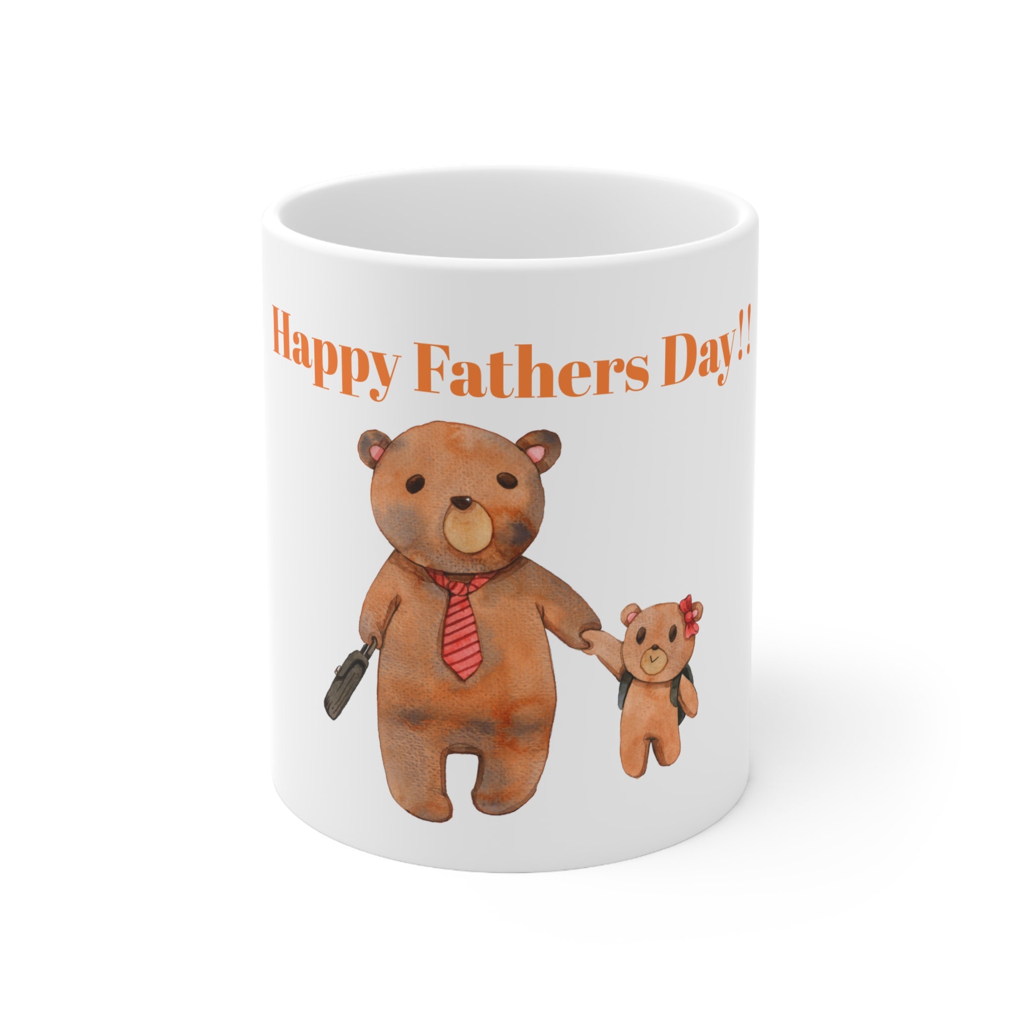 Ceramic Mug 11oz - Happy Fathers Day!! - Featuring Heartwarming Bear and Cub Design - Perfect Gift for Celebrating Fatherhood"