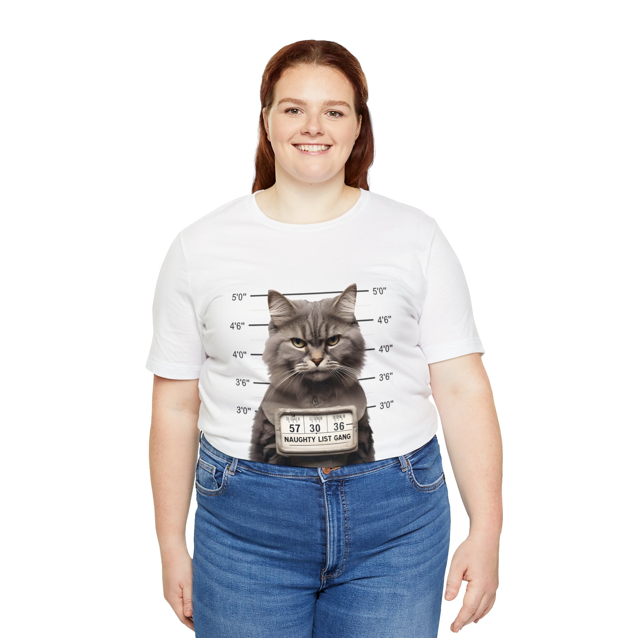 Naughty Cat Gang Cat in a Line-up Funny Unisex Jersey Short Sleeve Tee - Humorous Feline Apparel for Cat Lovers