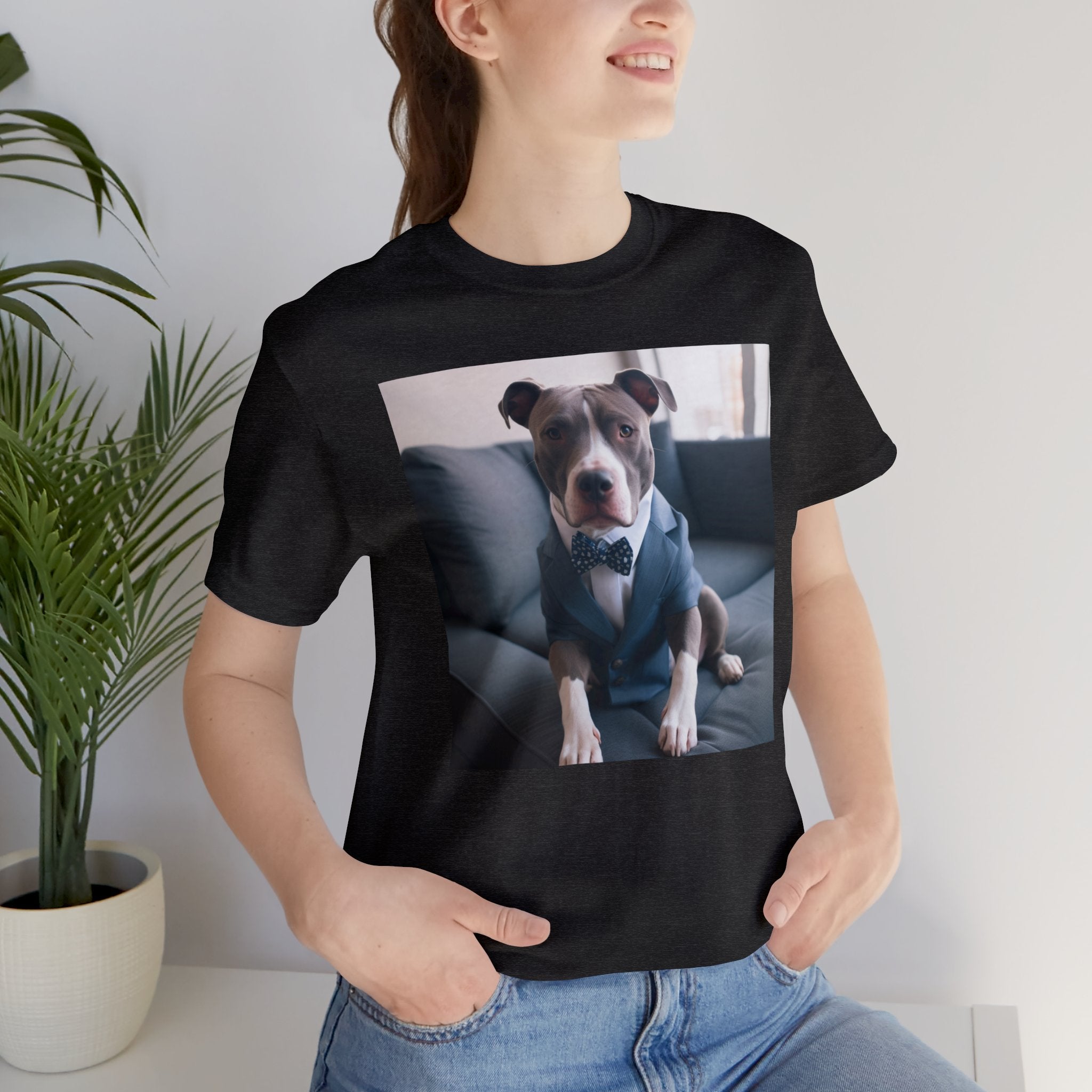 Hire Your Furry Friend with the "Do I have the Job?" Cute Puppy for Dog Owners in Interview Attire Unisex Jersey Short Sleeve Tee - Funny Dog Interview Tee Gift for Dog Lovers and Pet Owners