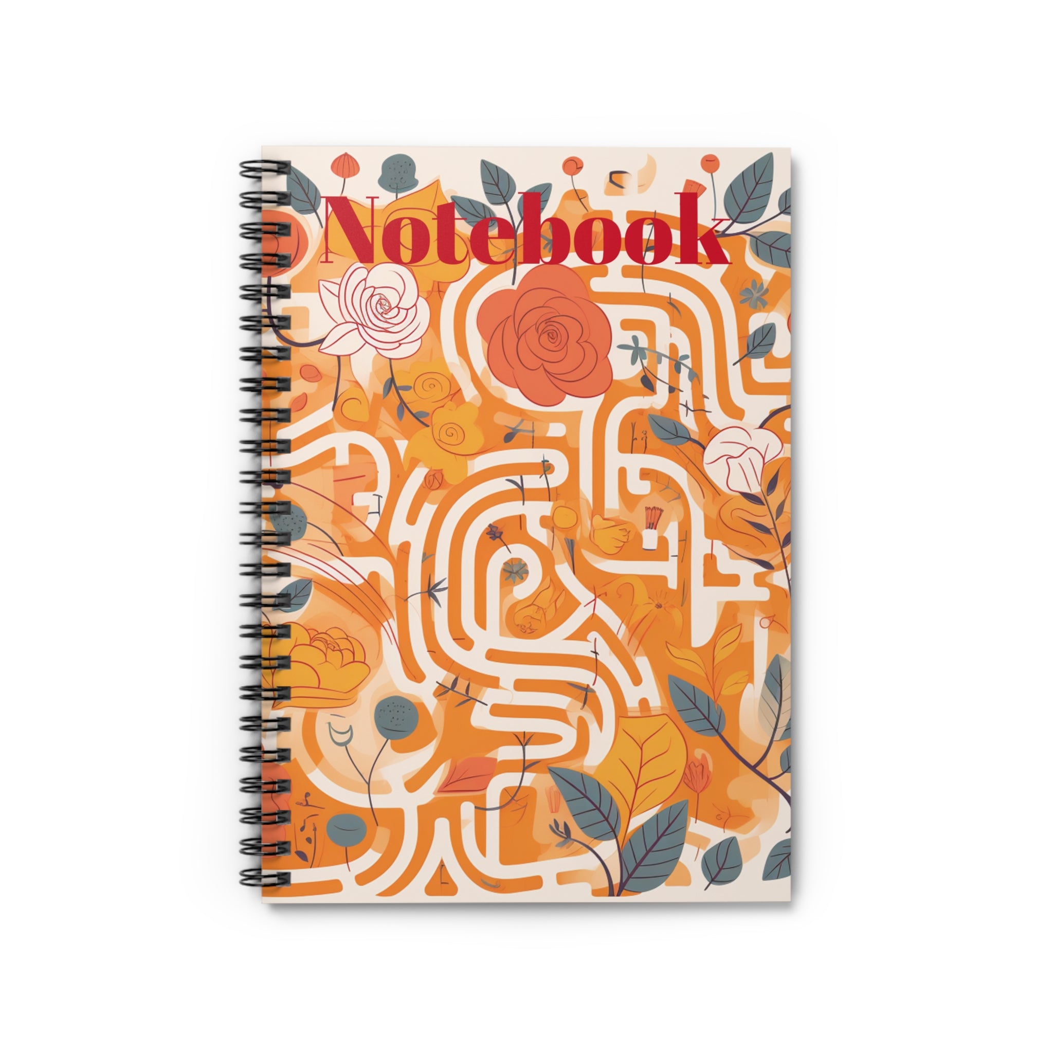 Spiral Notebook - Ruled Line Floral Maze with Bright Vibrant Colors of Sunset Art Perfect Gift for School Students