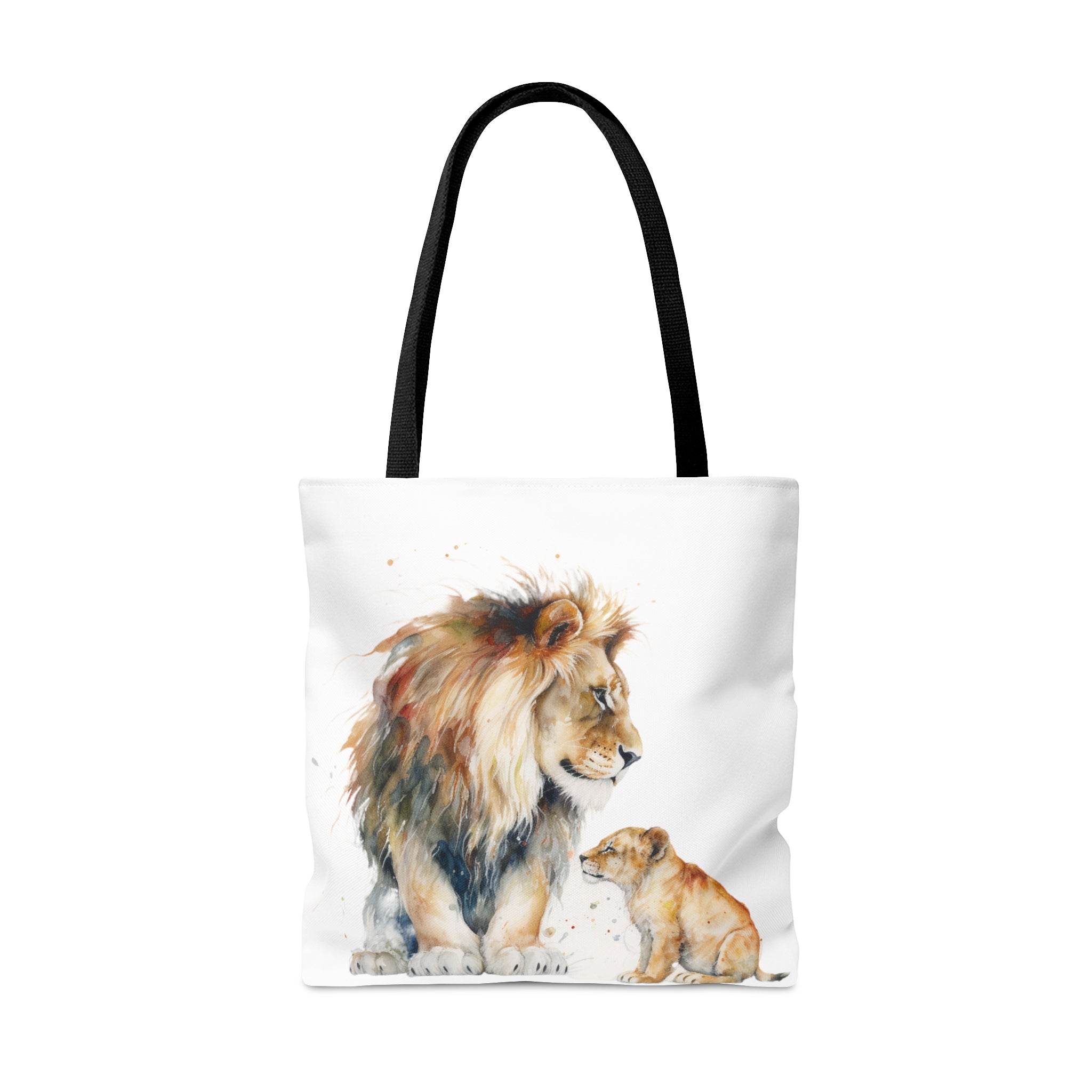 Tote Bag (AOP) Great Gift for Holidays Lion Father and Cub Great Wear for Animal Lovers Africa Savannah Family