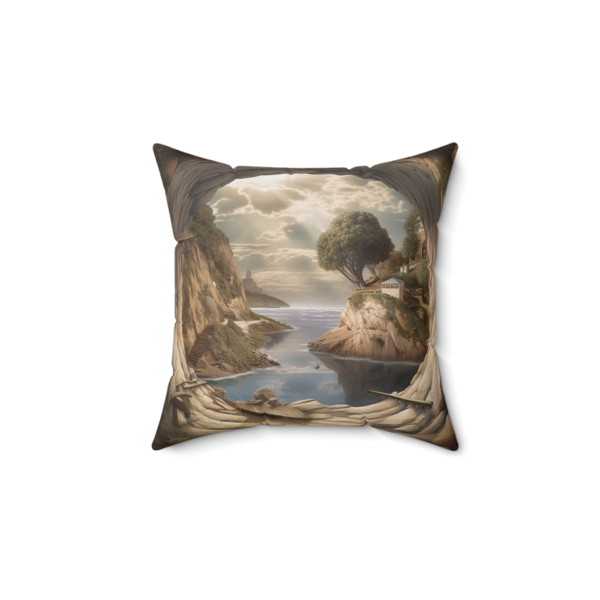 🌀 Dream Escape: Hyper-Realistic Optical Illusion Pillow - Surreal Interior Magic Portal Design, Luxurious Spun Polyester Square Cushion for Creative Home Decor 🛋️✨"