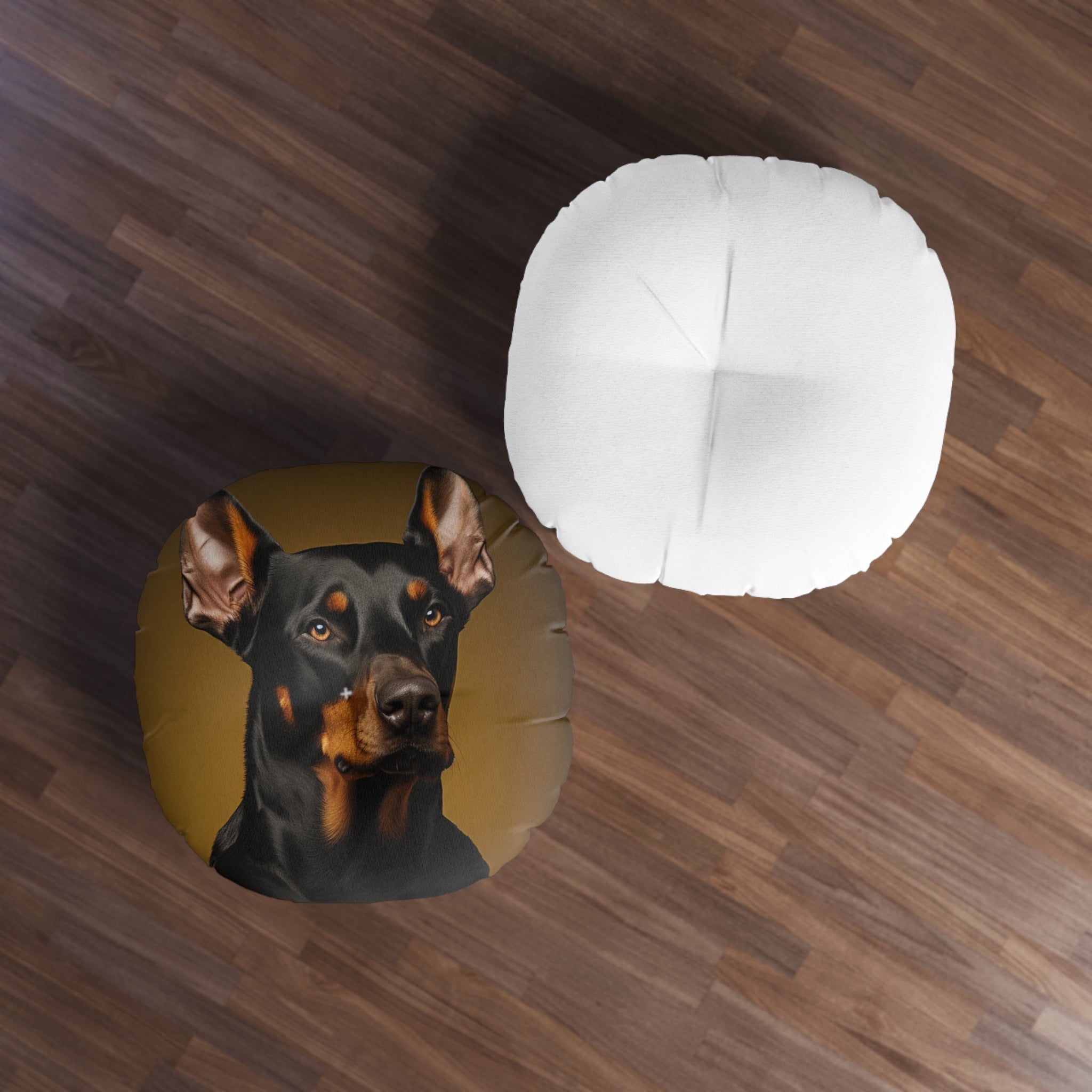 Doberman Pinscher Tufted Floor Pillow - Round Sofa Pillow for Dog Lovers - Professional Art Cushion - Housewarming Gift for Doberman Fans