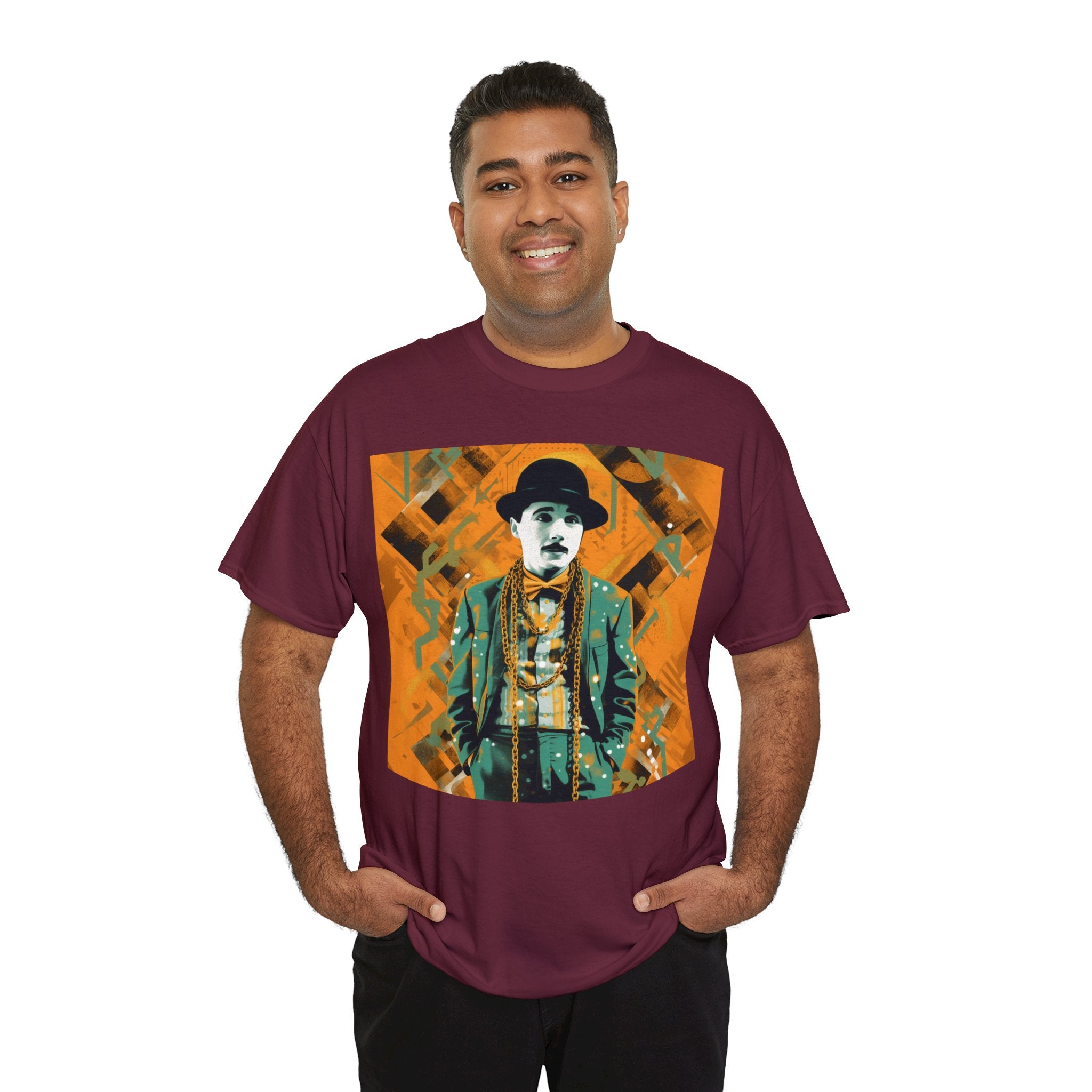 T-Shirt of Comedy Legend. Shows Passion for Craft in a Stylish Manner. Elevate Your Style with the Iconic Performance Artist Pose Abstract Colorful Unisex Heavy Cotton Tee - Wearable Art for Trendsetters