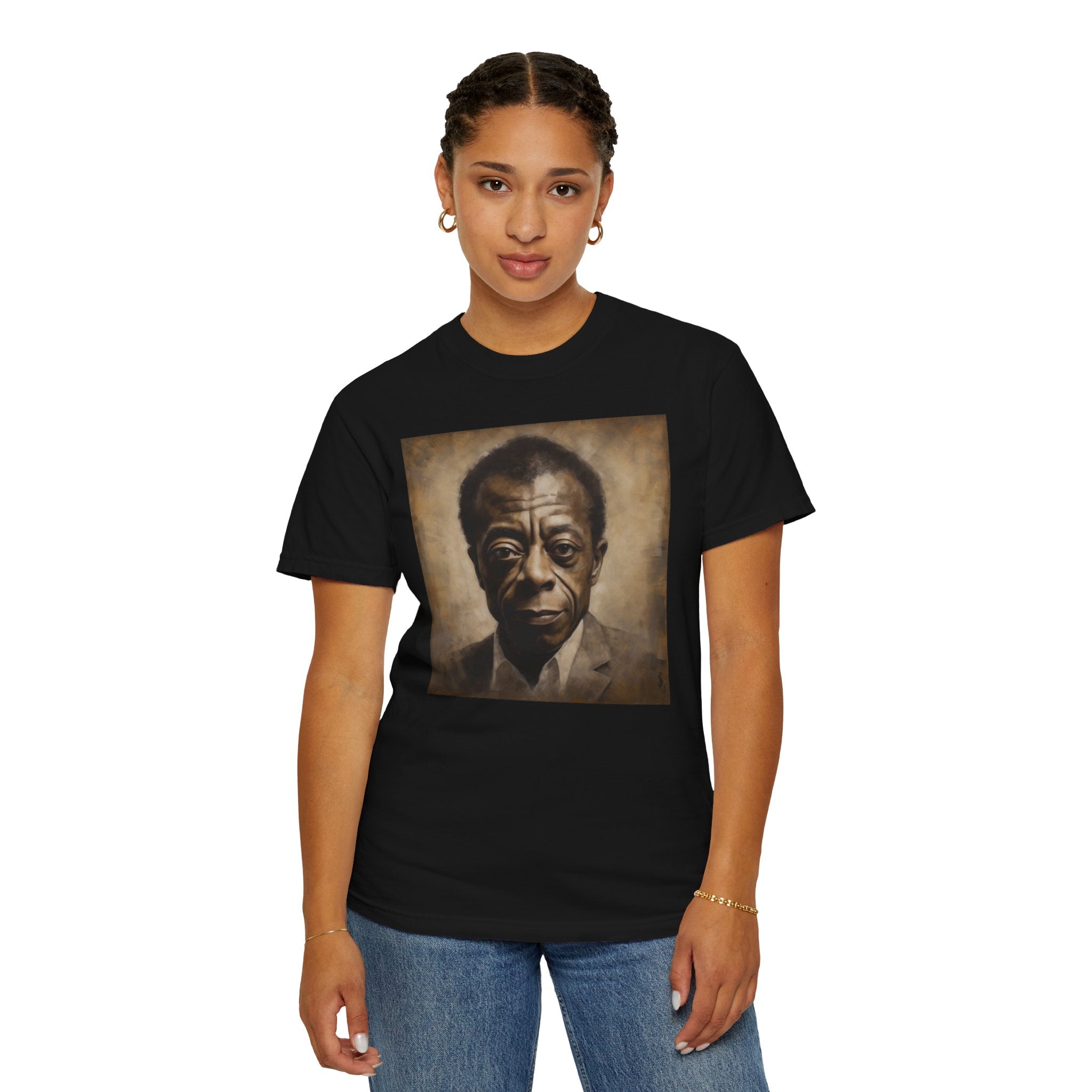 Show Civil Rights Support and Awareness in Comfort With Portrait of Iconic African American Pioneer Portrait Unisex Garment-Dyed T-shirt - Tribute to a Renowned Writer and Civil Rights Activist Ideal For History Scholars