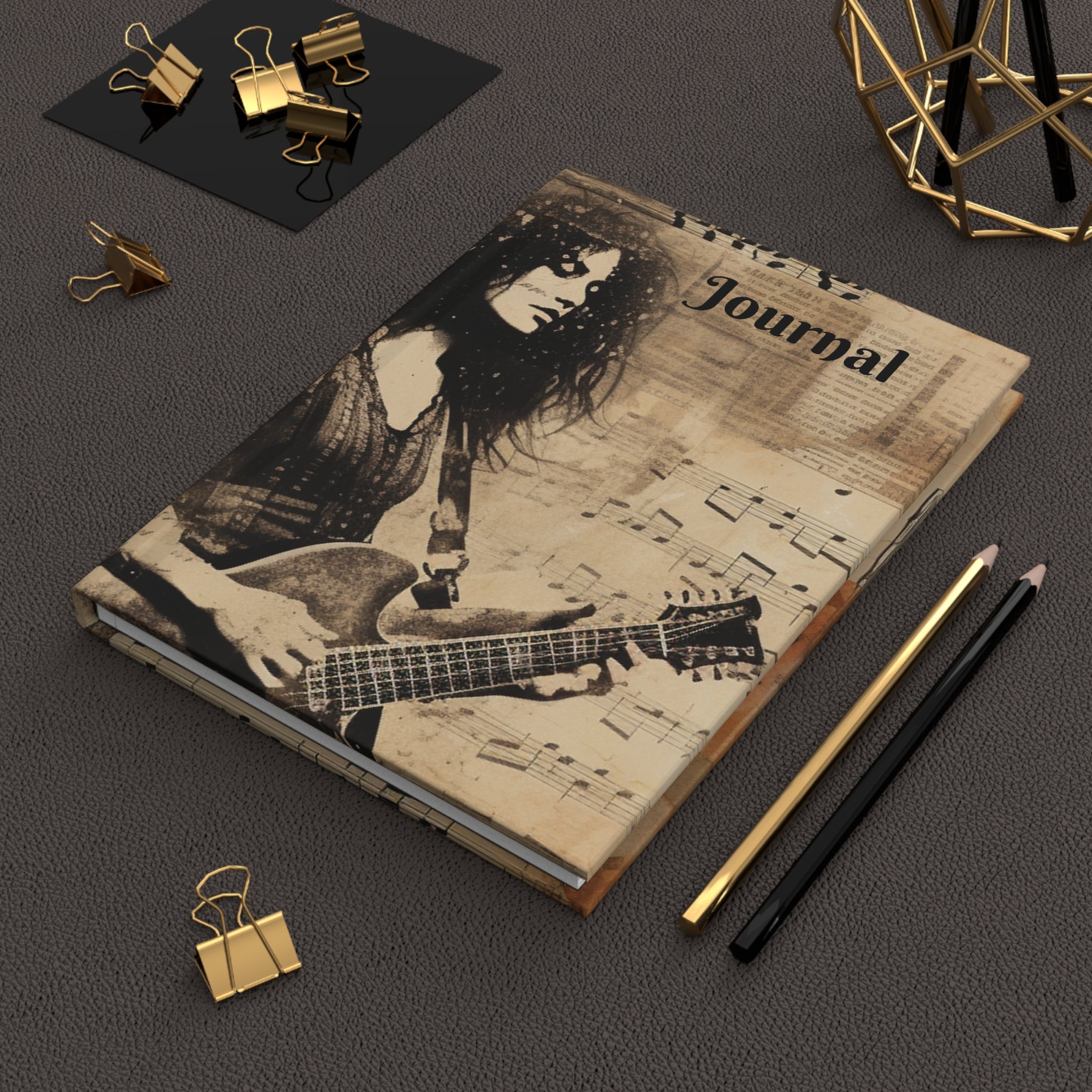 Hardcover Journal Matte--Rocker Collage For Music Lovers Gift for Music Lovers