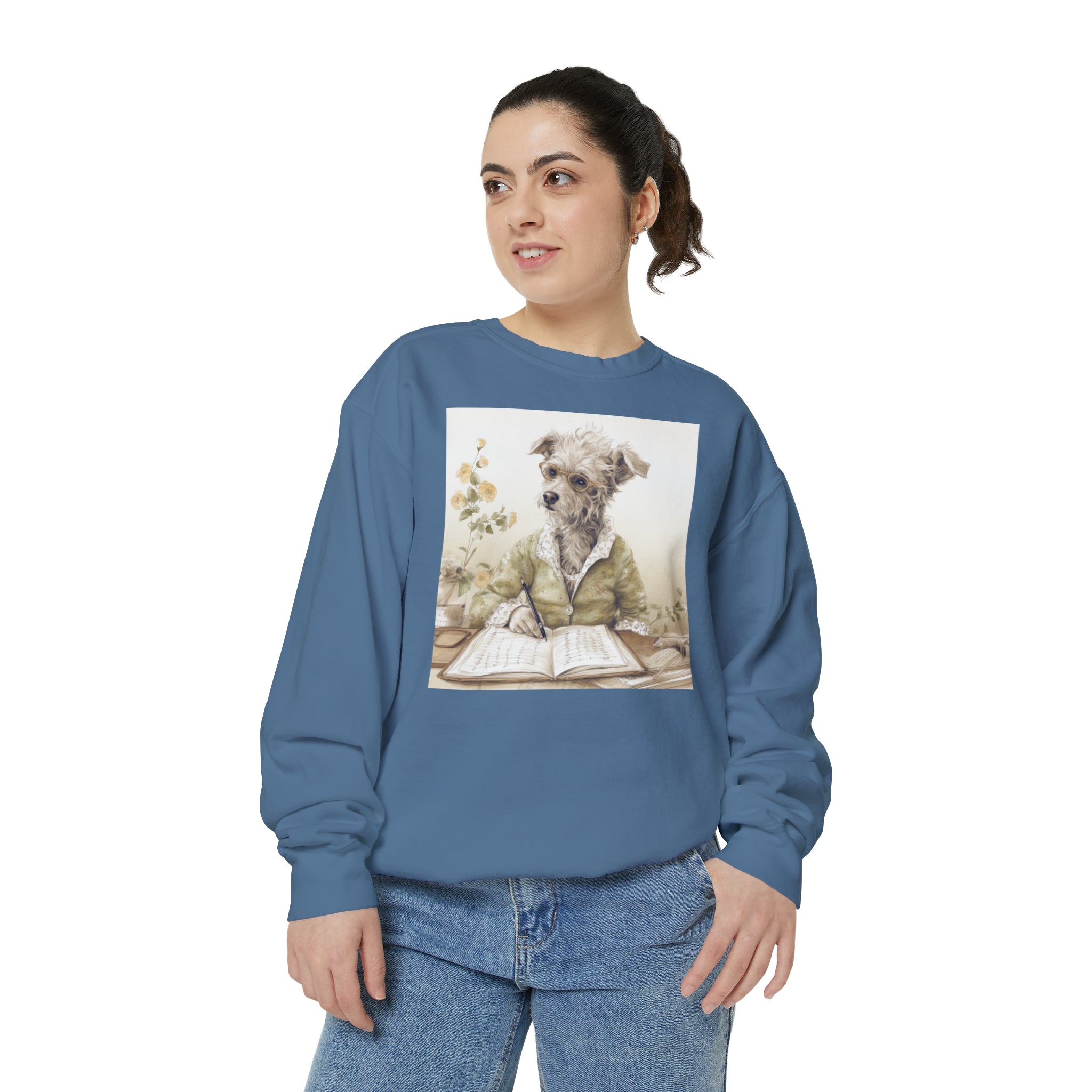 Stay Warm and Covered with this Cute Classic Art for Dog Lovers! Elevate Your Style with the Academic Garden Canine Professor Unisex Garment-Dyed Sweatshirt