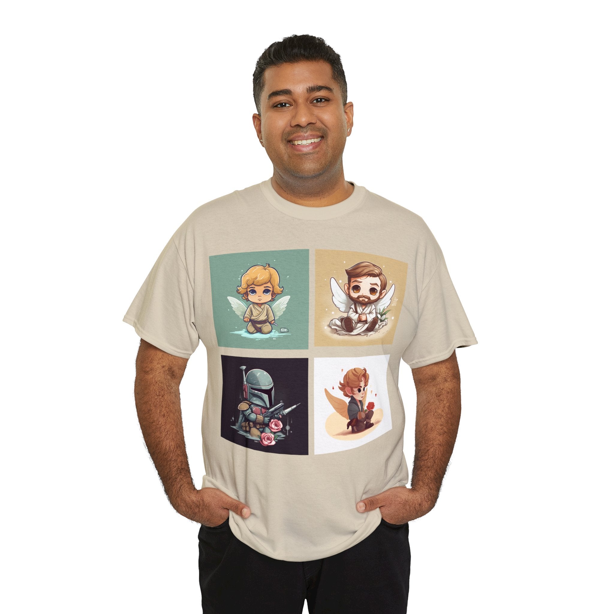 Proven Conversation Starter Cons! This Unique Shirt to Your Collection For Fans of Original Trilogy. Embrace the Epic Saga: Heroes and Villains of a Far Away Galaxy Cute Collage Unisex Heavy Cotton Tee - Showcase Your Love for Timeless Adventures