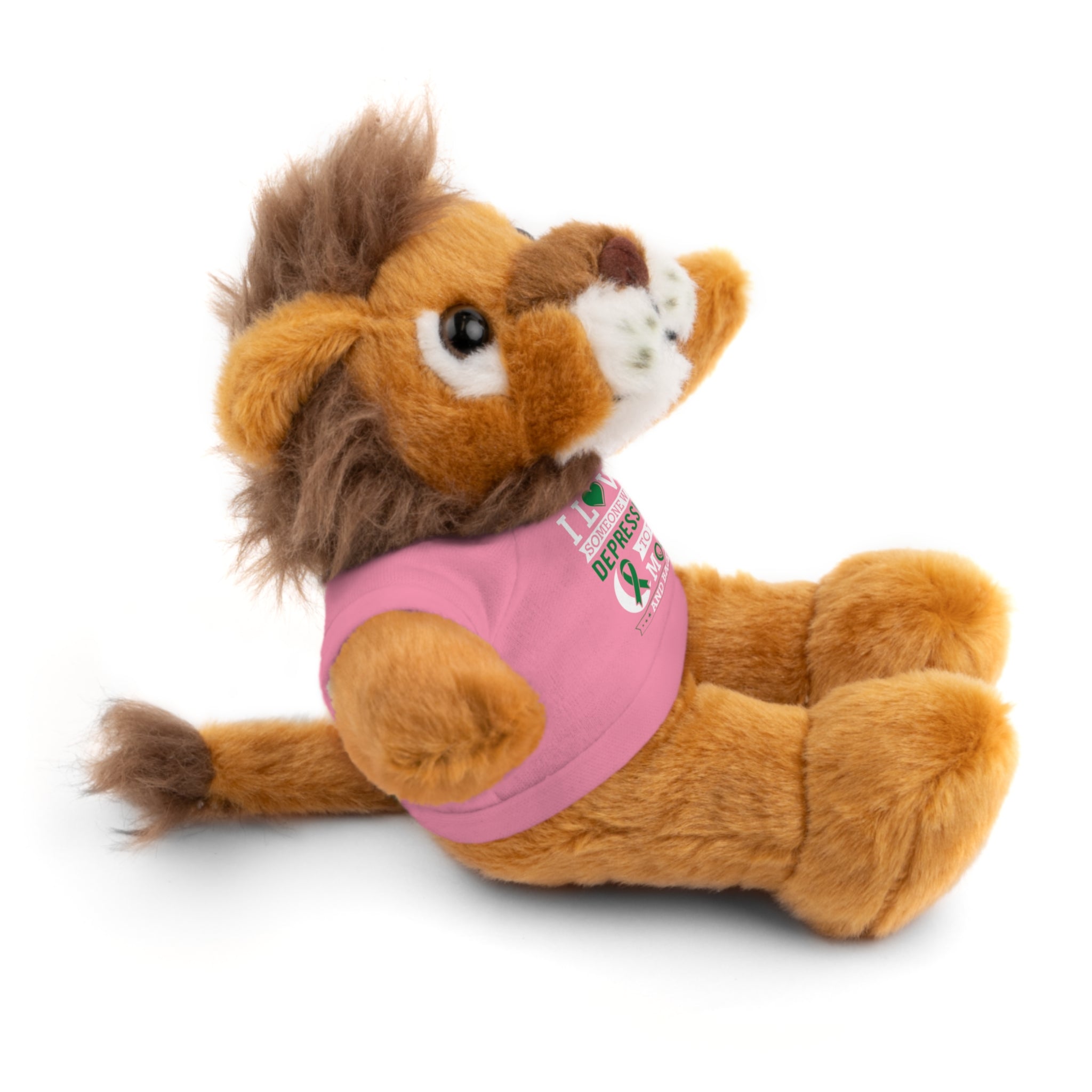 Show Your Love and Support with 'I Love Someone with Depression' Stuffed Animals - Furry Friend Wears Heartfelt Message Tee