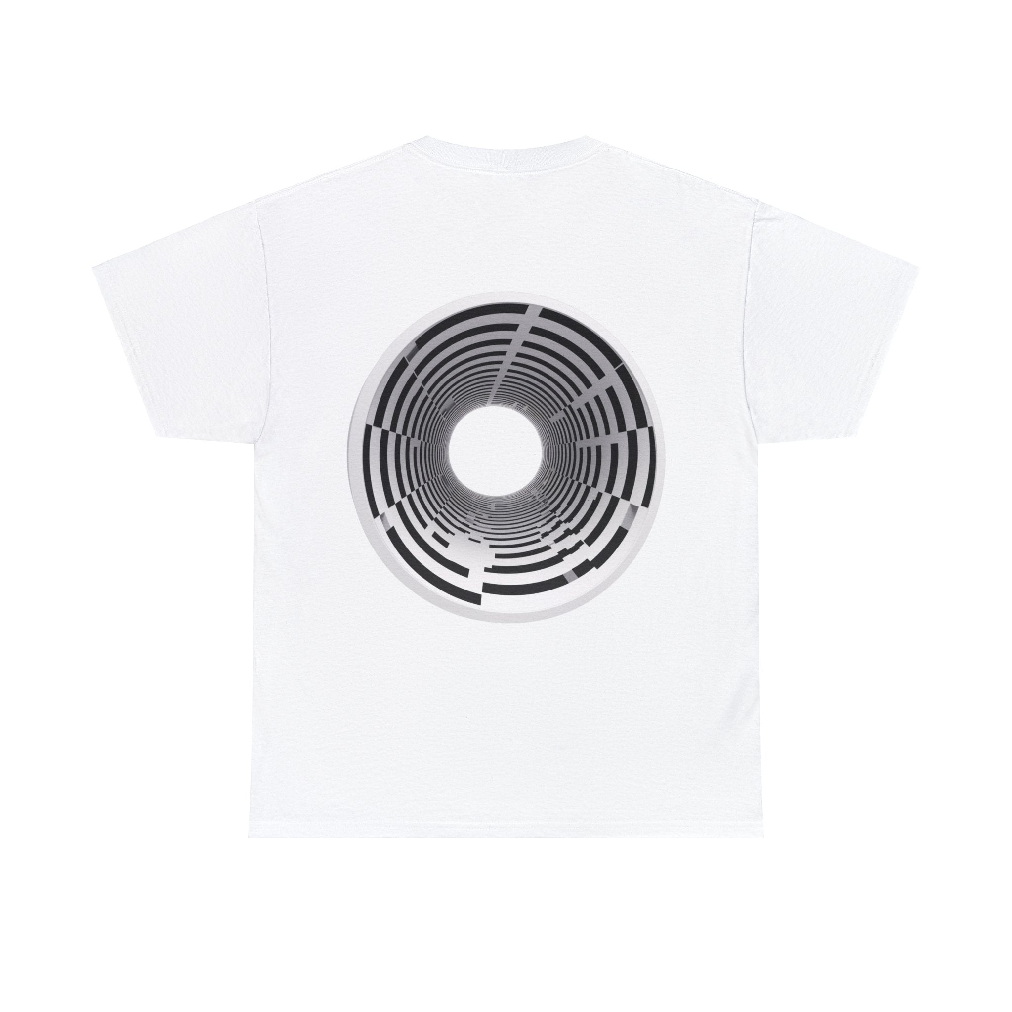 Ideal for Gym & Anti-Social Settings 🚫 'Avert Your Eyes' Unisex Tee: Bold 3D Tunnel Design on T-shirt Work-Out Saving Optical Illusion in Black & White 🌀