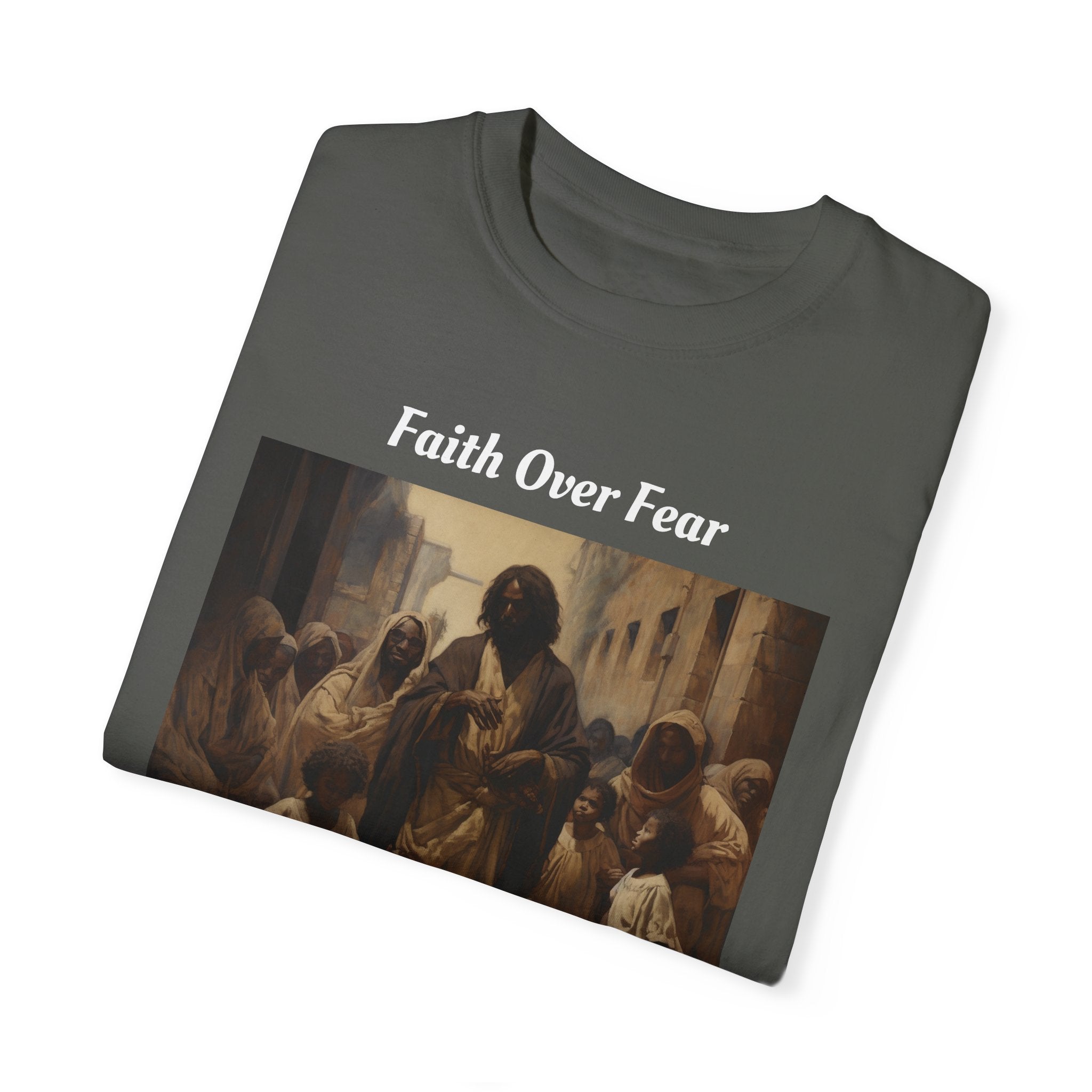 "Faith Over Fear" Unisex Garment-Dyed T-shirt: Dive Deep into Spiritual Gratitude and Stylish Comfort with Our Faith-Inspired Wardrobe Essential