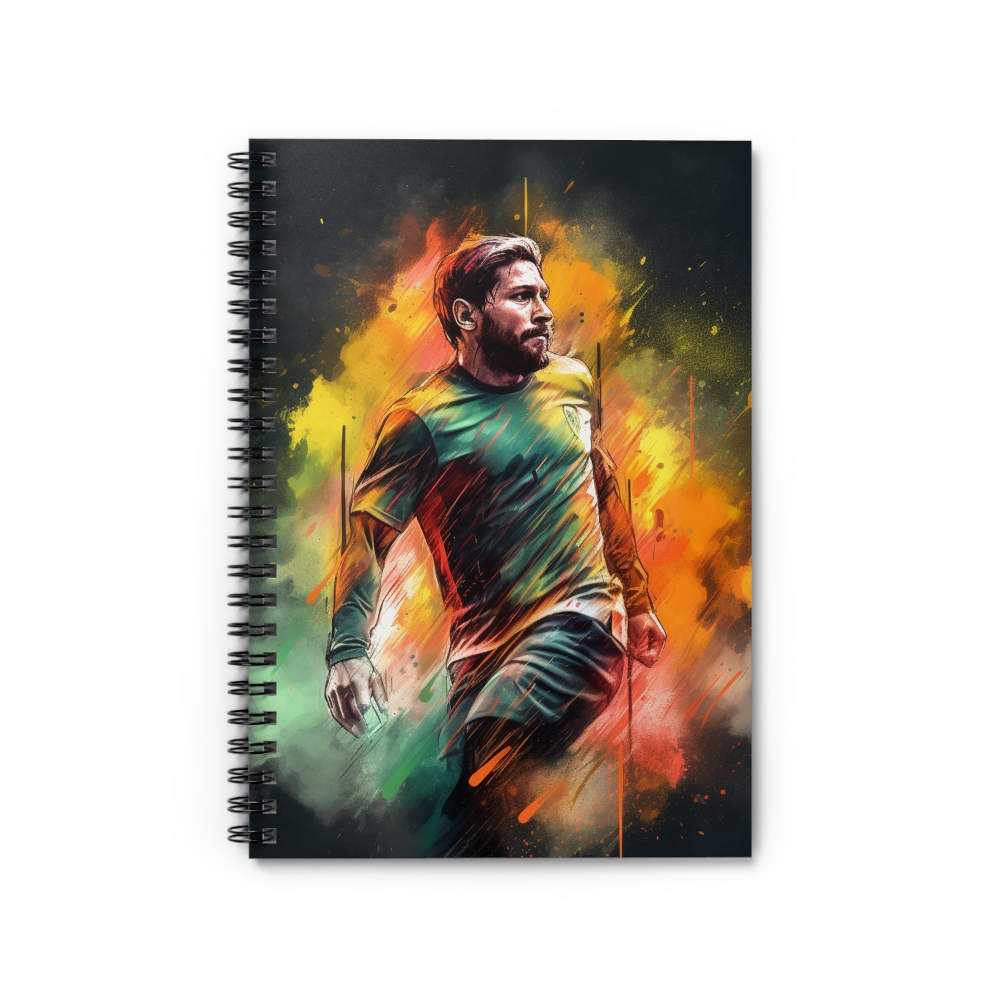 🌟 Capture Your Goals with Messi's Inspiration: Introducing the "Goal Warrior Messi Watercolor Footballer Spiral Notebook - Ruled Line," a creatively designed tribute to one of soccer's greatest legends, Lionel Messi. This notebook is perfect for fans, aspiring athletes, or anyone inspired by the skill and dedication of this renowned footballer.