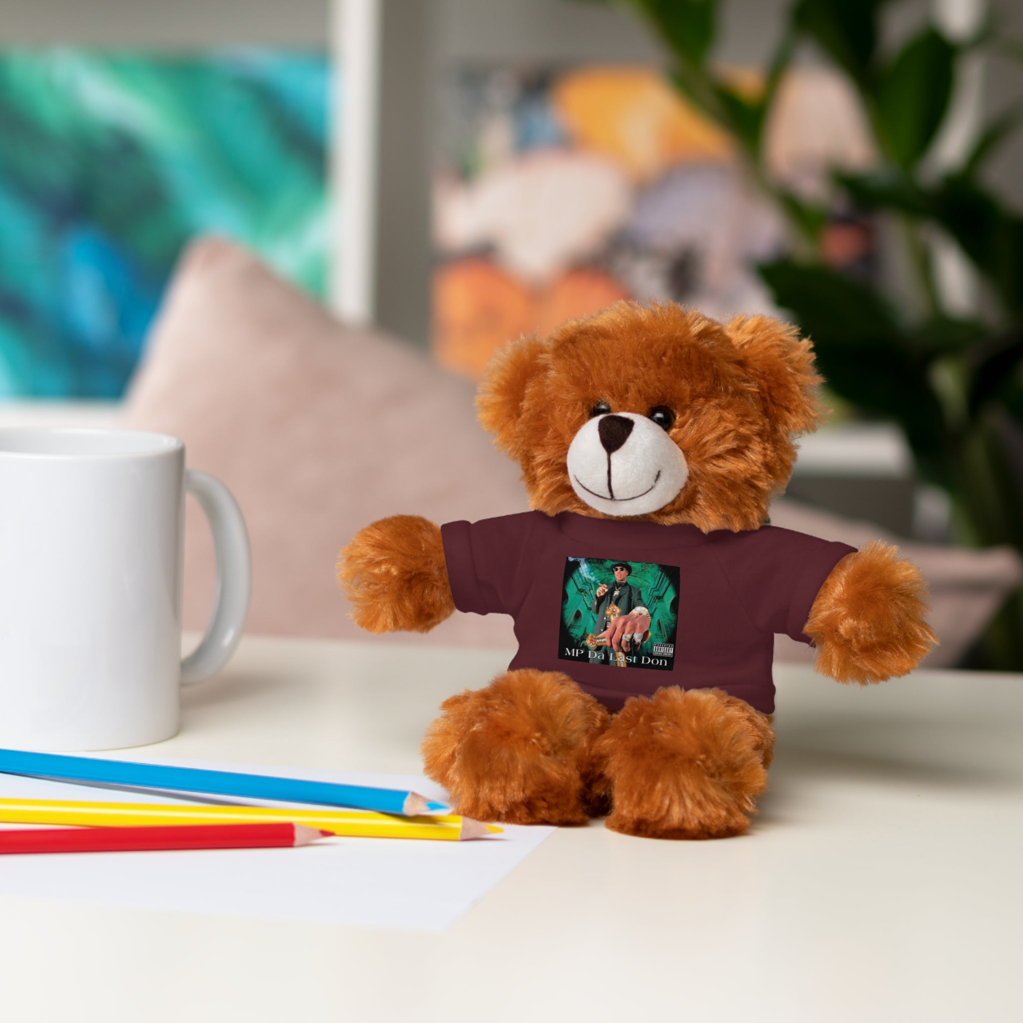 Nostalgic Vibes: Stuffed Animals with 90's Louisiana Rap Icon Tee - Retro Plush Toy for Hip Hop Fans