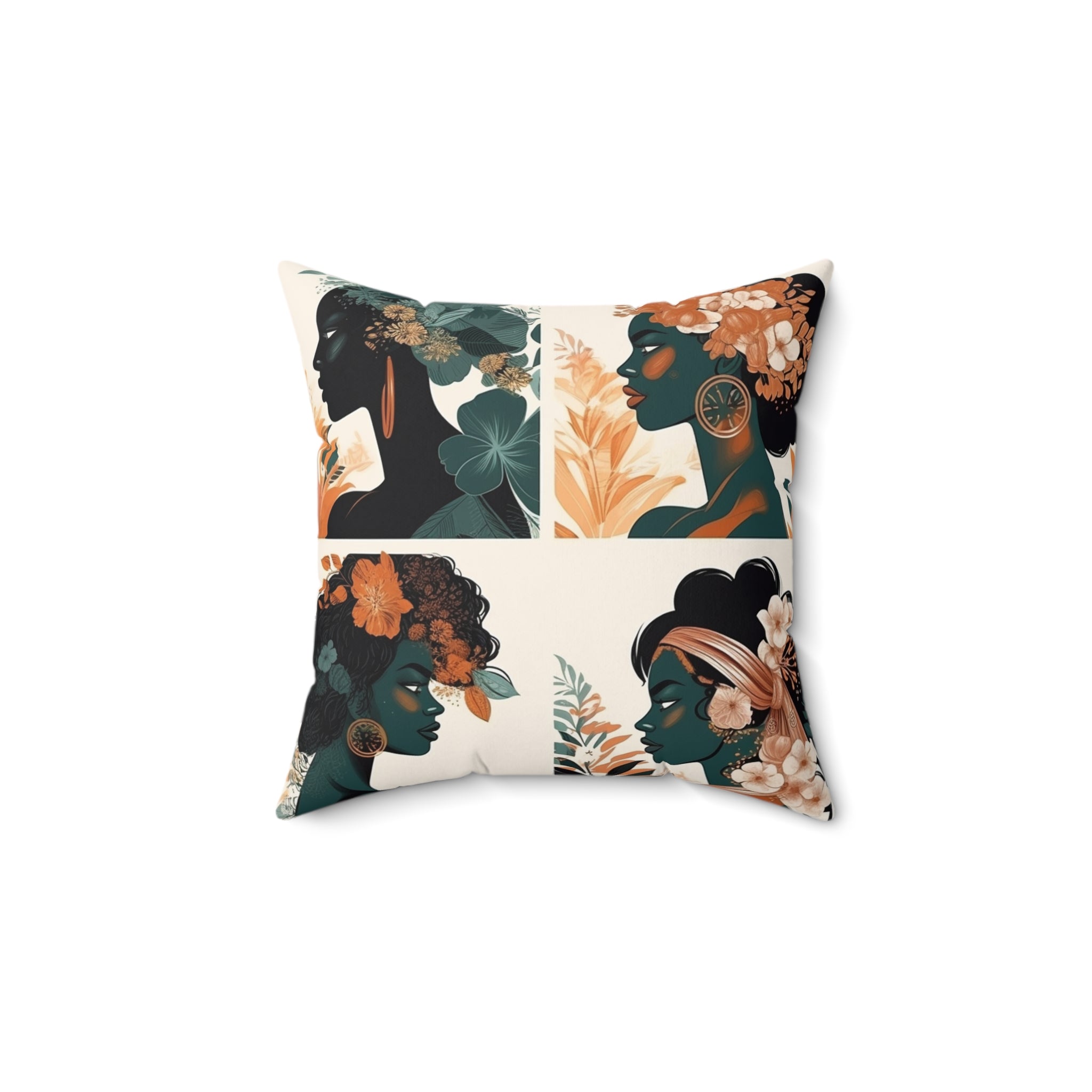 👑 African Queen Quilt Design Spun Polyester Square Pillow - Unique Afrocentric Decor for Your Home | Vibrant and Luxurious Throw Pillow