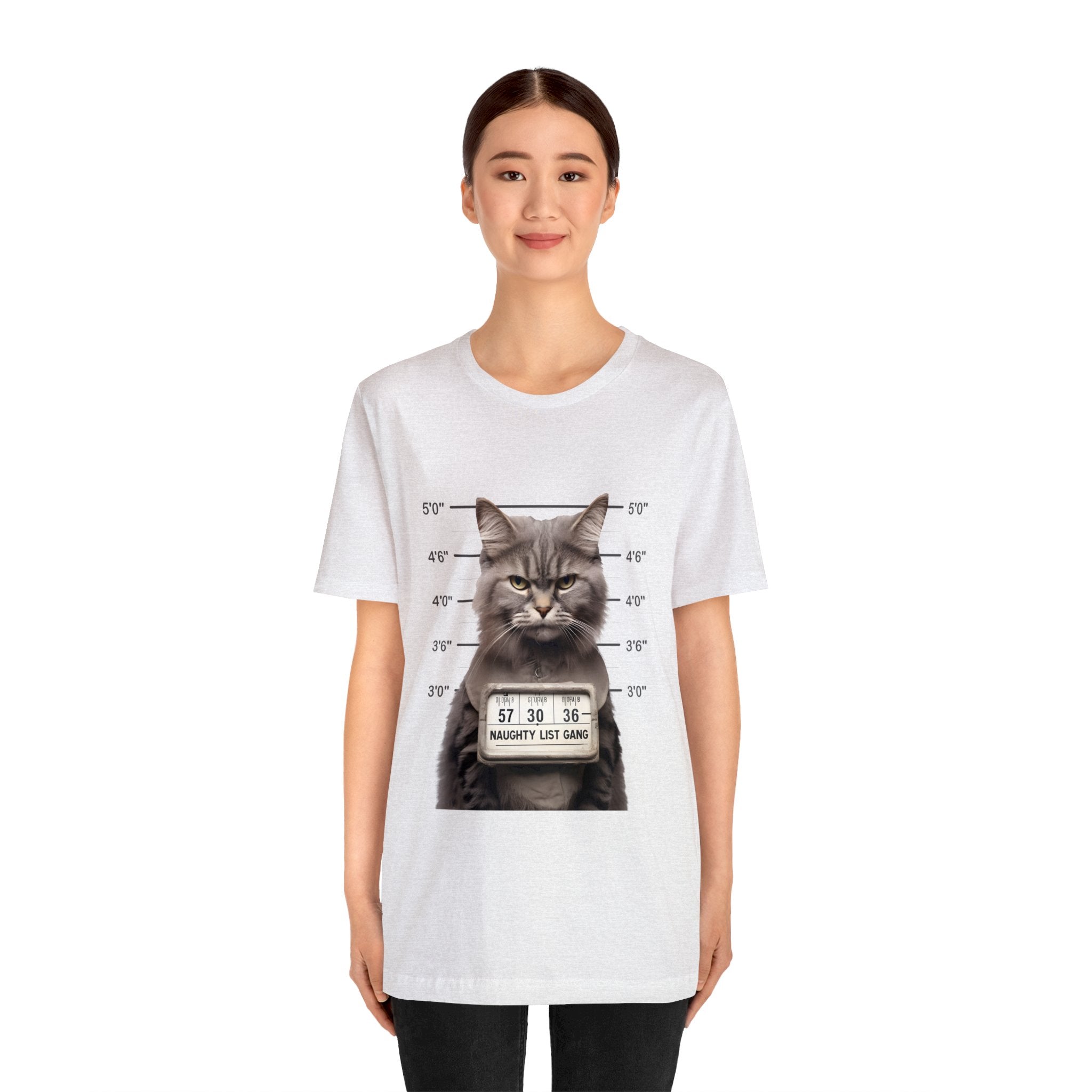 Naughty Cat Gang Cat in a Line-up Funny Unisex Jersey Short Sleeve Tee - Humorous Feline Apparel for Cat Lovers