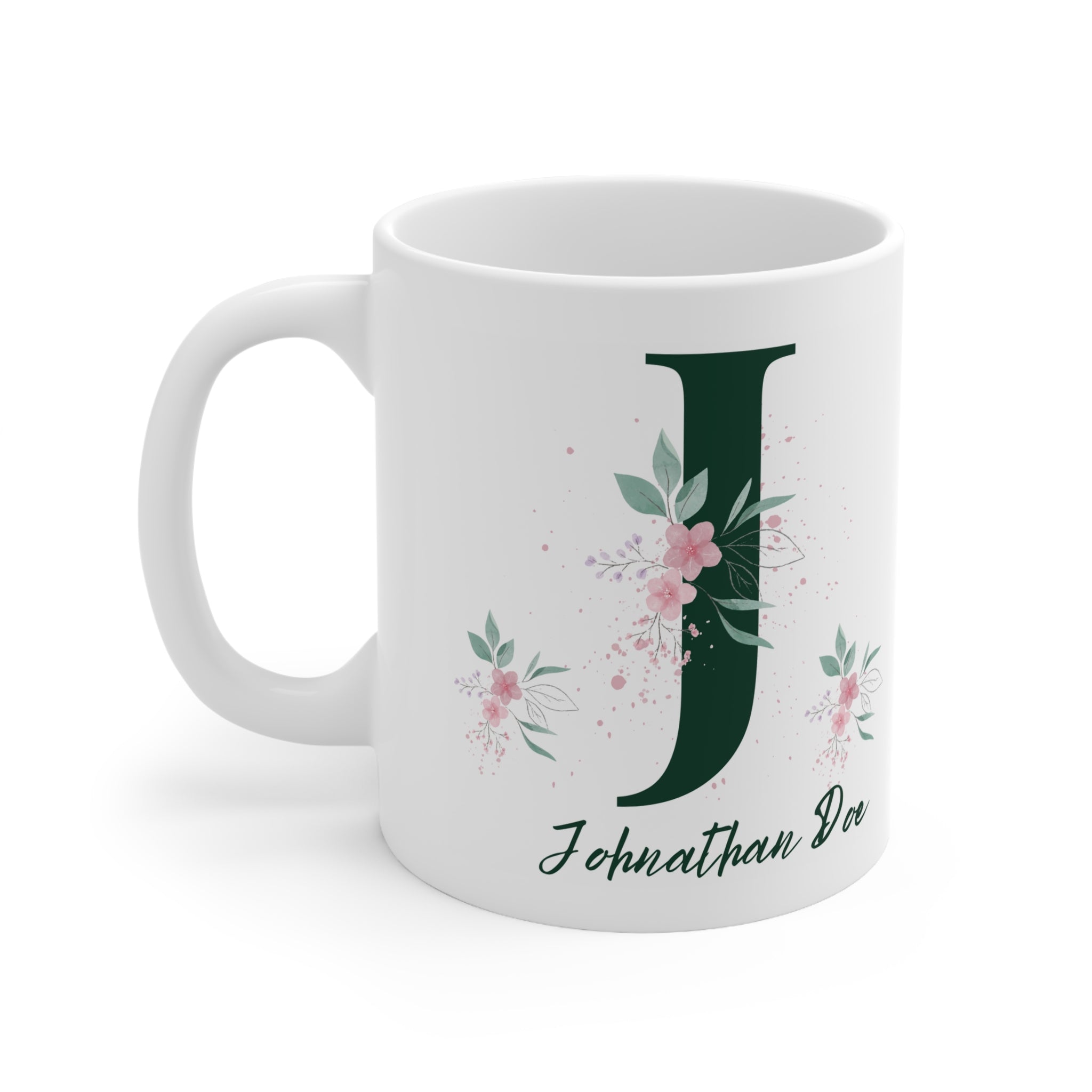 Create Memories with Our Personalized Name and Initials Floral Ceramic Mug 11oz  - A Custom Keepsake to Sip and Smile