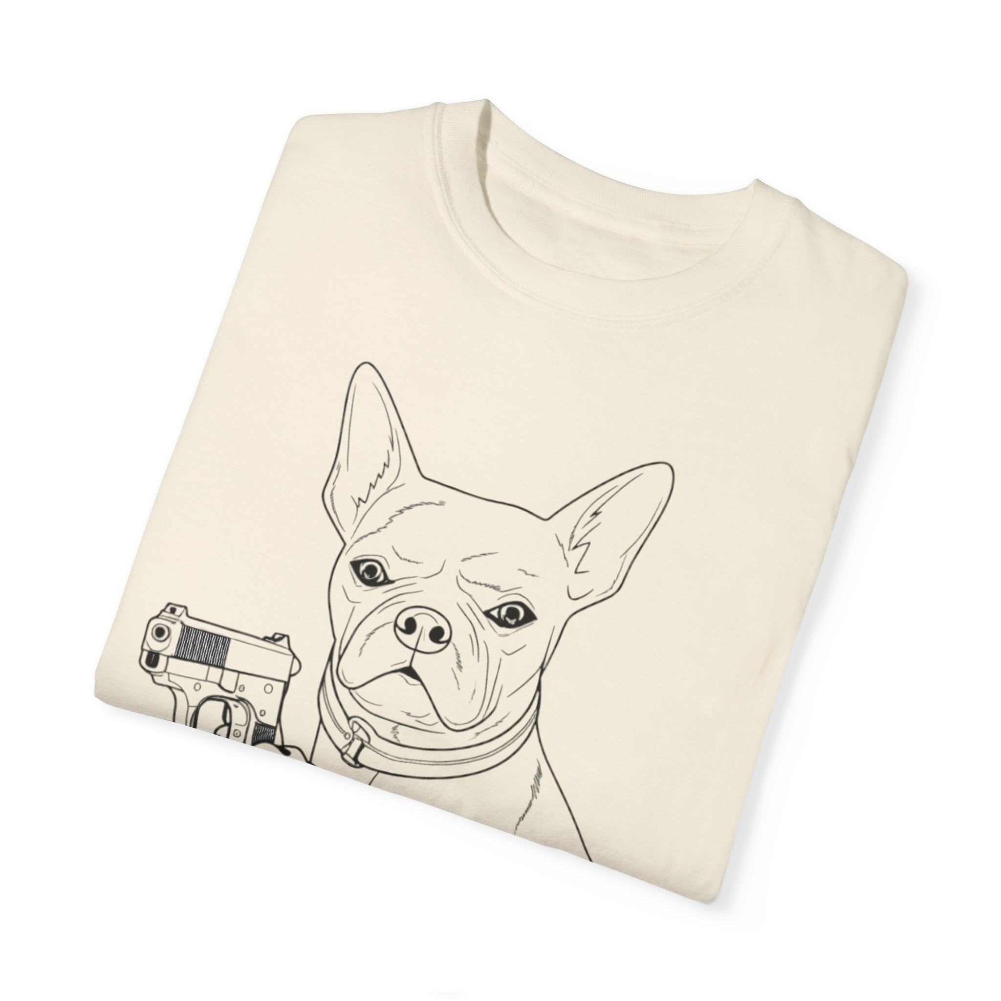 Funny Dog Hitman T-Shirt  - Confidence Building Shirt - Single Line Art Dog Shirt - Quirky Animal Top Gift for Dog Lovers - Pet Lover Gift