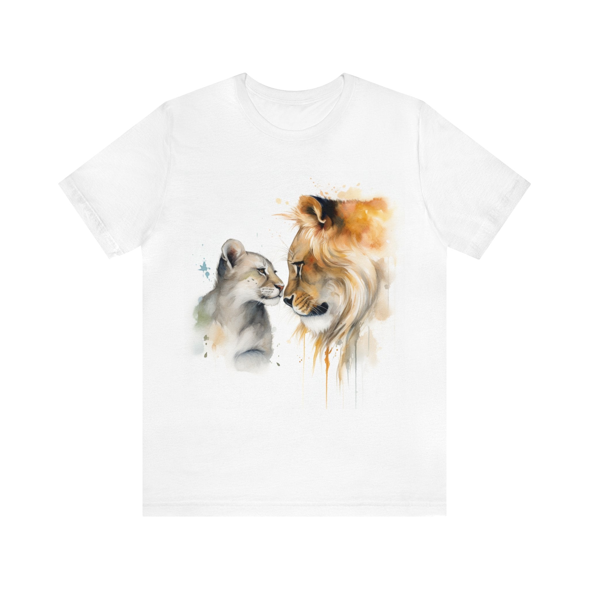 Unisex Jersey Short Sleeve Tee- Lion and Cub Perfect for Animal Lovers Big Cat Family Enthusiasts