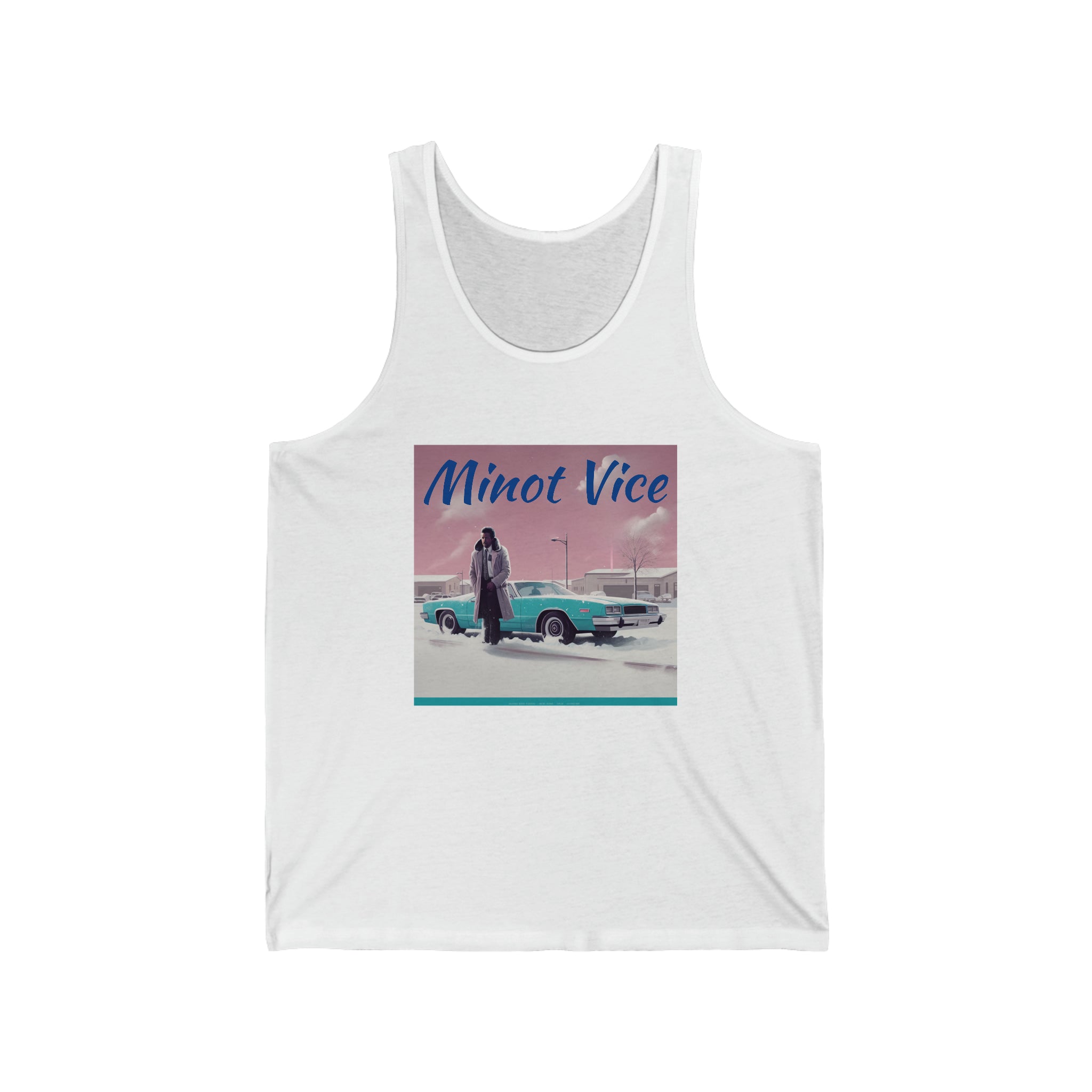 Unisex Jersey Tank-"Minot Vice" Winter Color Beautiful Art for Friends and Family Holiday Gift