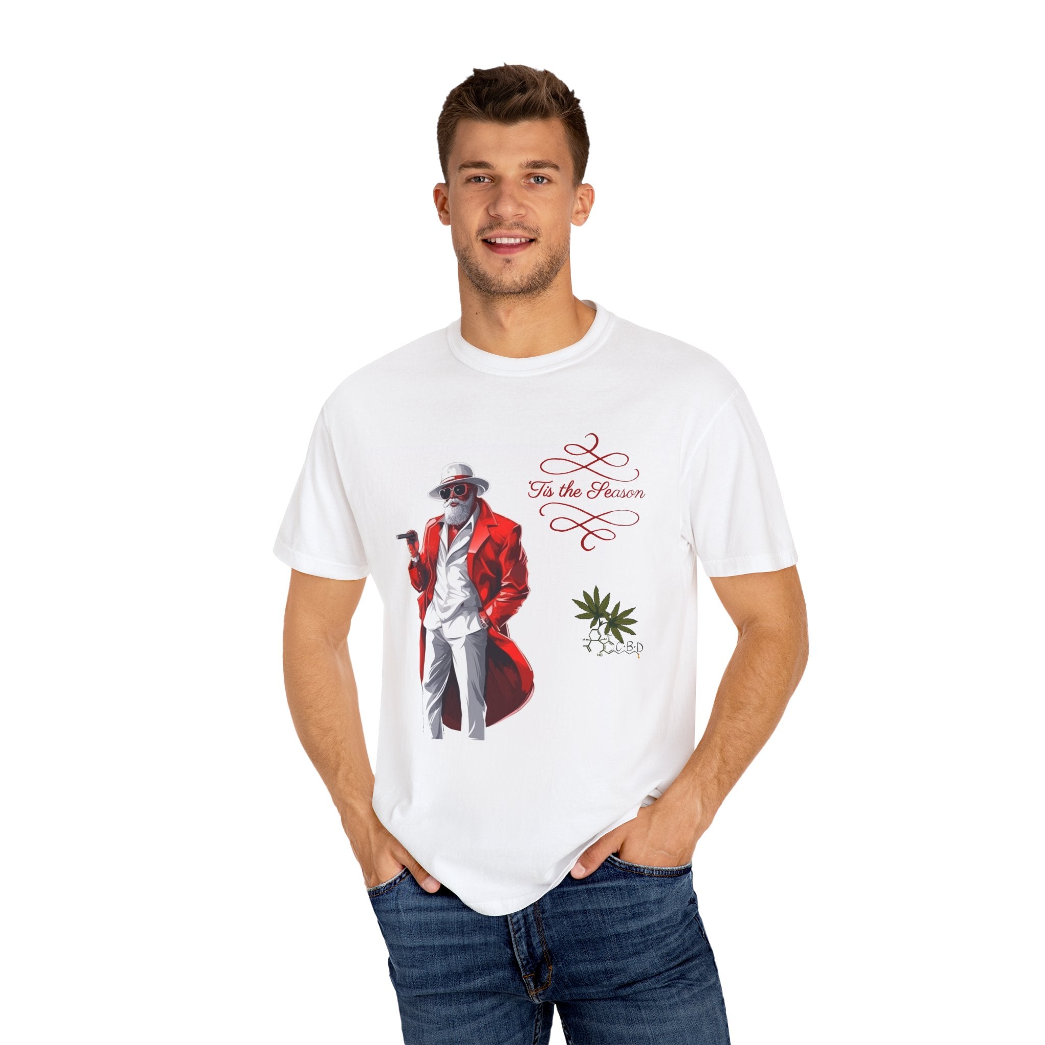 Christmas Gift Idea CBD T-Shirt Gift for Funny Present for Husband's Christmas Parade Funny Cannabis Gift of Santa Claus Christmas Shirt