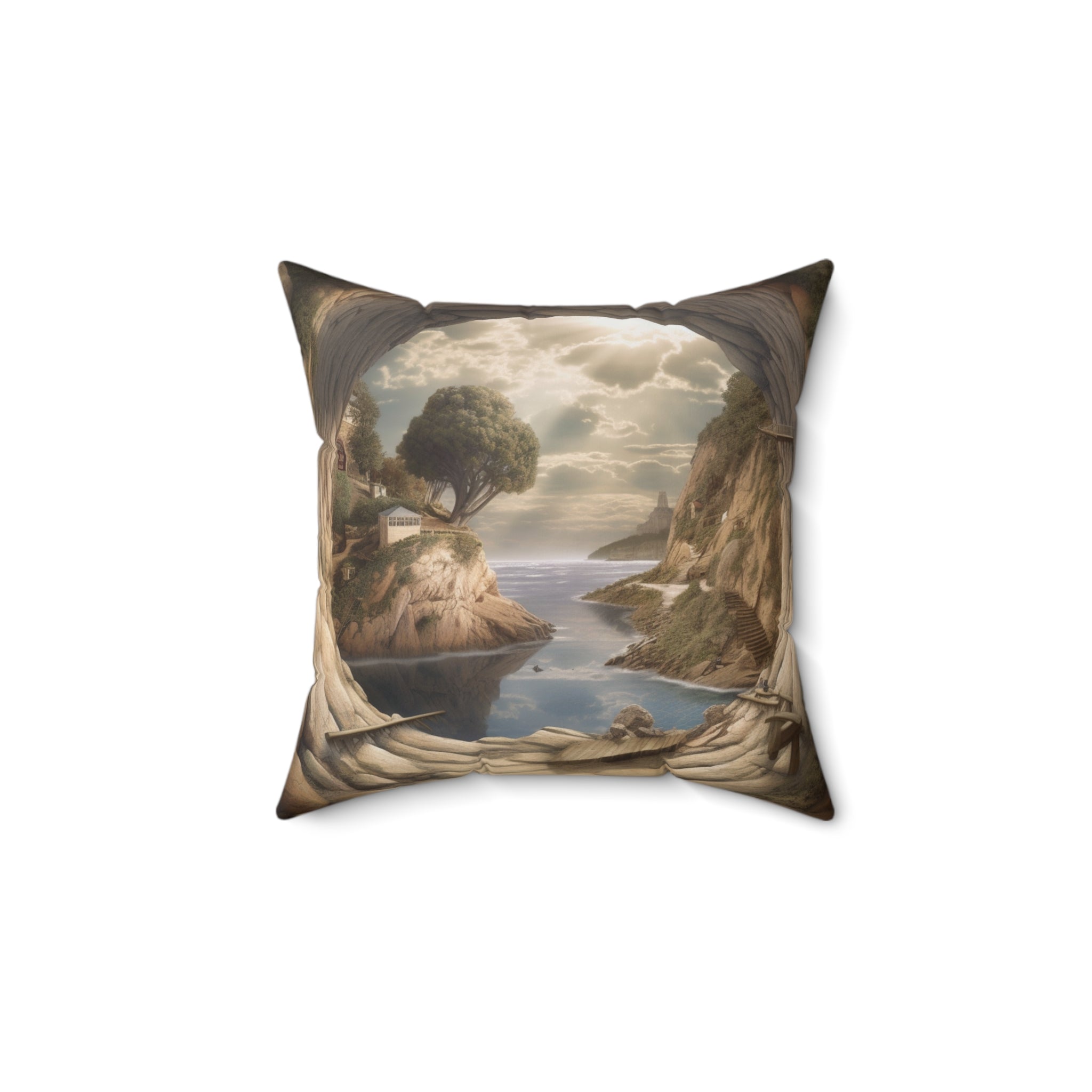 🌀 Dream Escape: Hyper-Realistic Optical Illusion Pillow - Surreal Interior Magic Portal Design, Luxurious Spun Polyester Square Cushion for Creative Home Decor 🛋️✨"