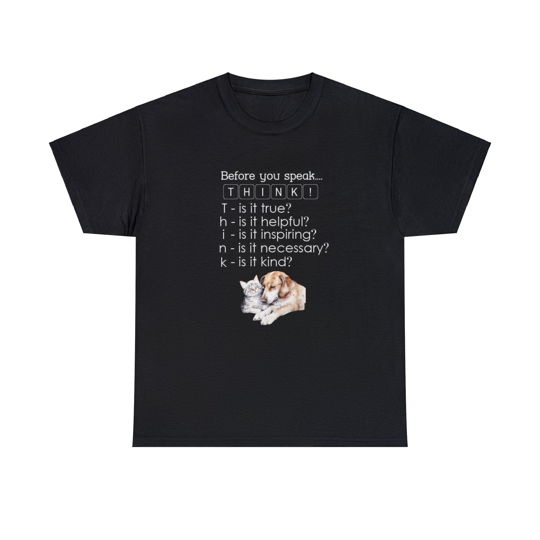 T.H.I.N.K Kindness Acronym with Dog and Cat Tee