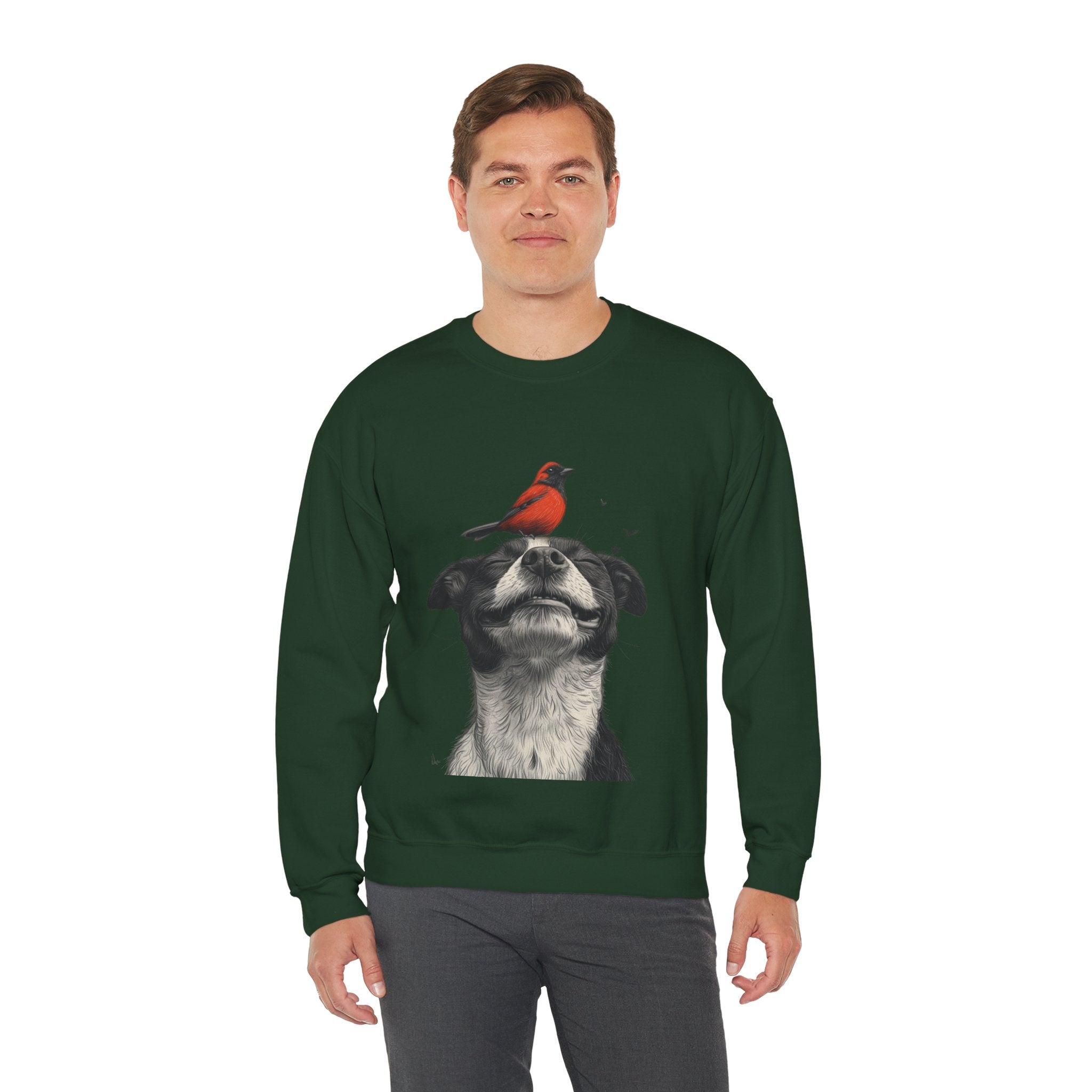 Trusting Bird and Dog Friend Unisex Heavy Blend™ Crewneck Sweatshirt - Cozy Comfort and Unique Style for Animal Lovers