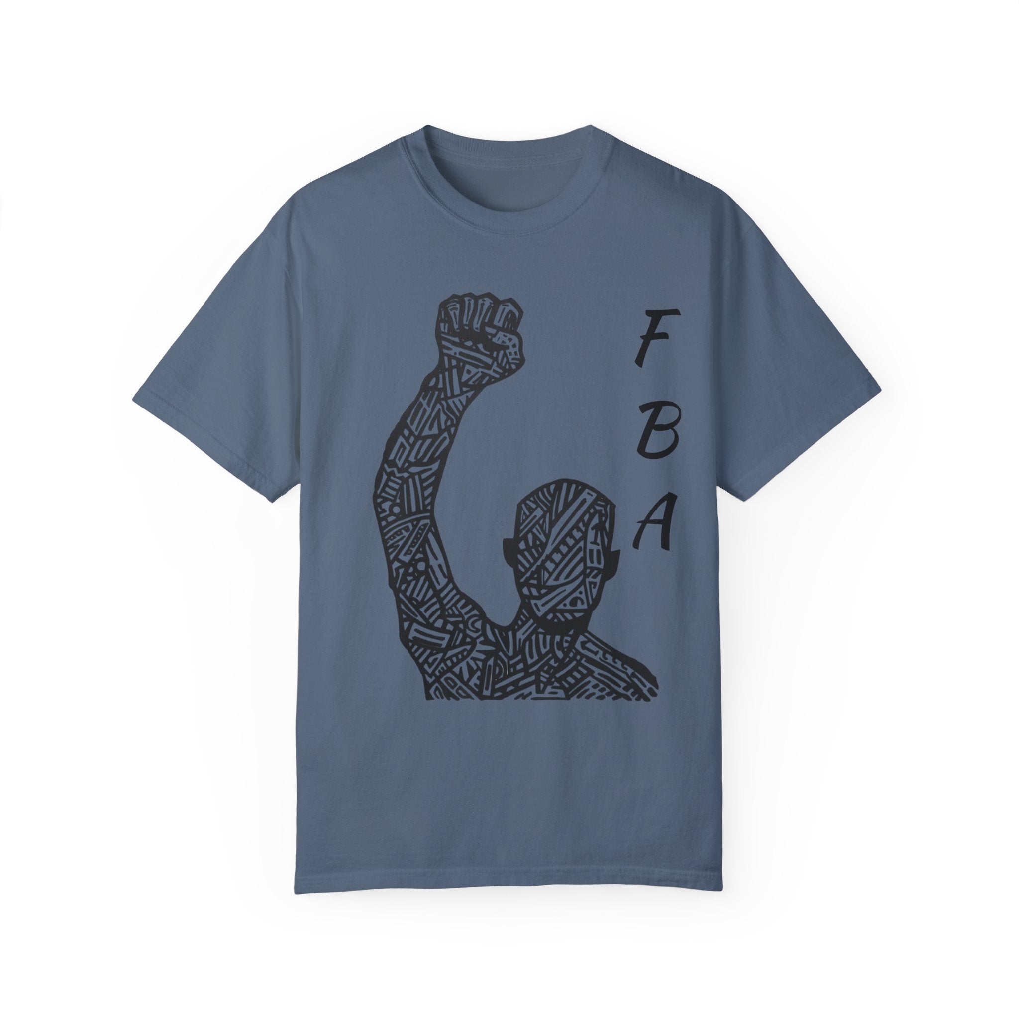 Rise in Unity: FBA Fist Rise Silhouette Unisex Garment-Dyed T-Shirt - Empowerment Through Heritage