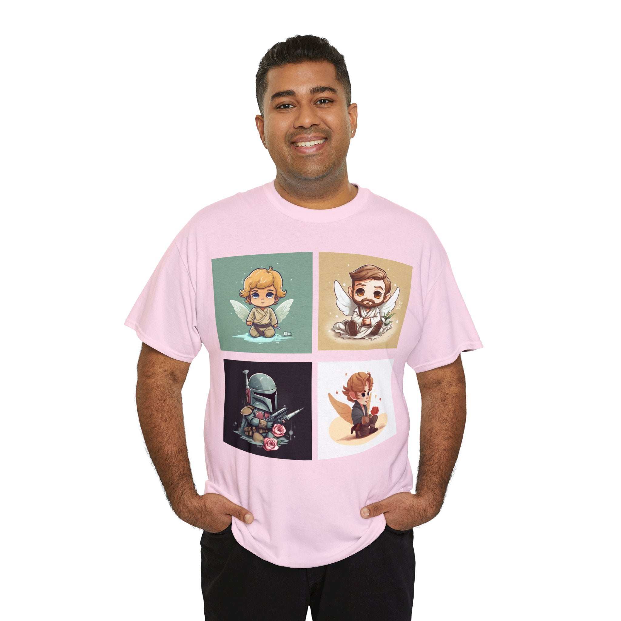 Proven Conversation Starter Cons! This Unique Shirt to Your Collection For Fans of Original Trilogy. Embrace the Epic Saga: Heroes and Villains of a Far Away Galaxy Cute Collage Unisex Heavy Cotton Tee - Showcase Your Love for Timeless Adventures