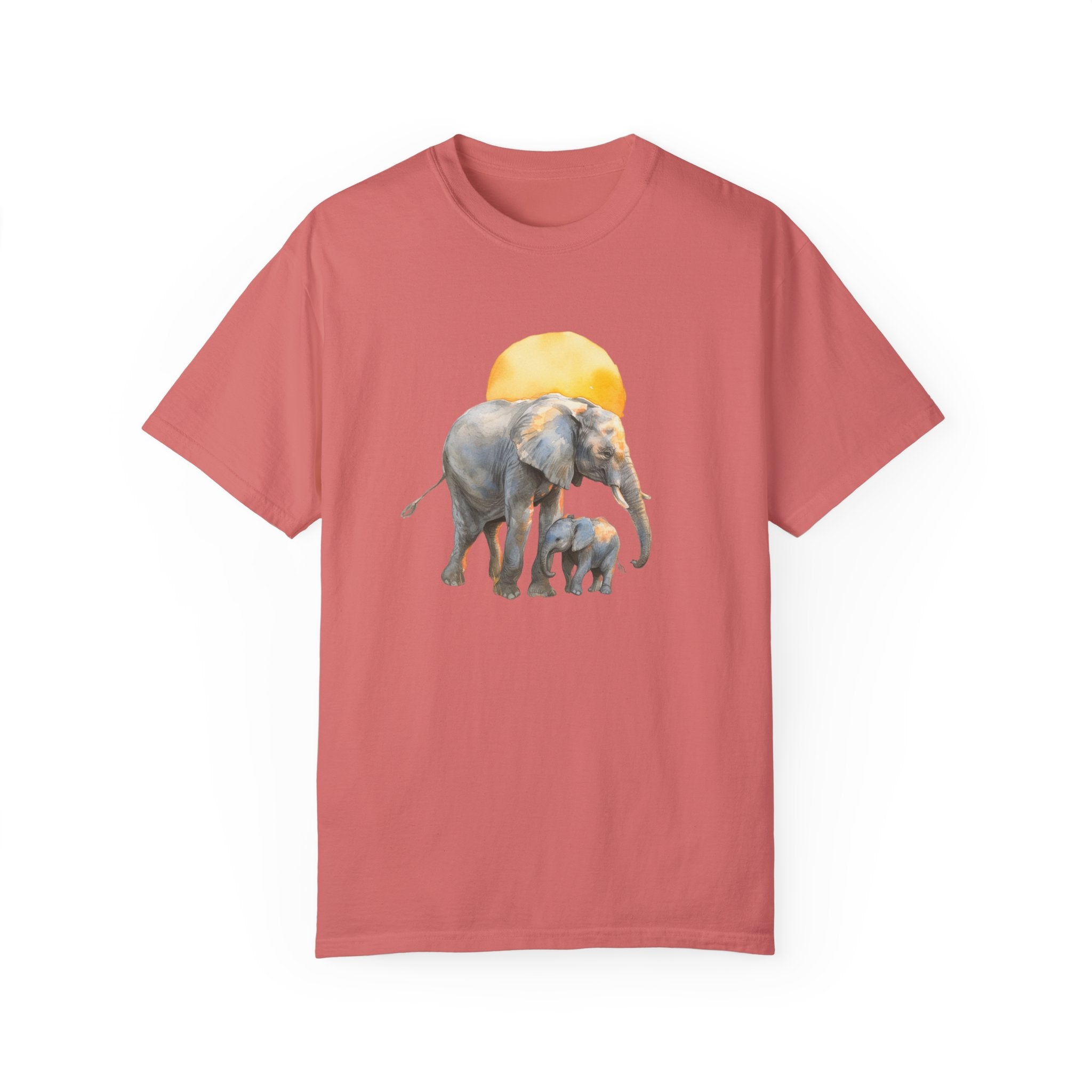 Elevate Your Style with the Elephant Parent and Child Unisex Garment-Dyed T-shirt 🐘👕Gift for Animal Lovers and Relaxing Walks in the Park