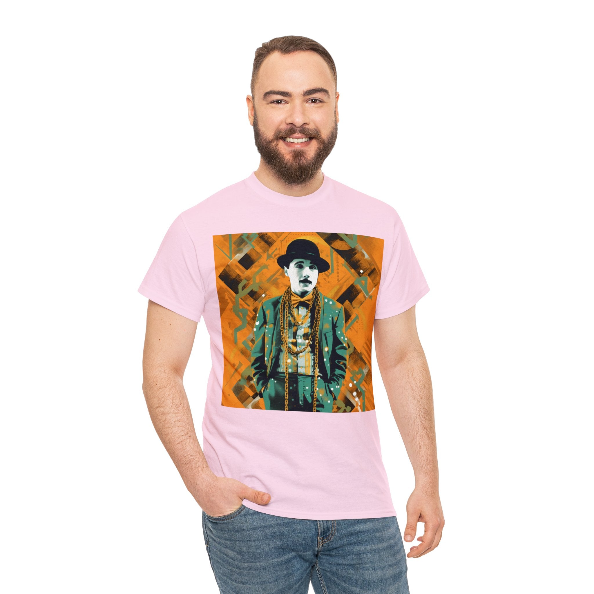 T-Shirt of Comedy Legend. Shows Passion for Craft in a Stylish Manner. Elevate Your Style with the Iconic Performance Artist Pose Abstract Colorful Unisex Heavy Cotton Tee - Wearable Art for Trendsetters