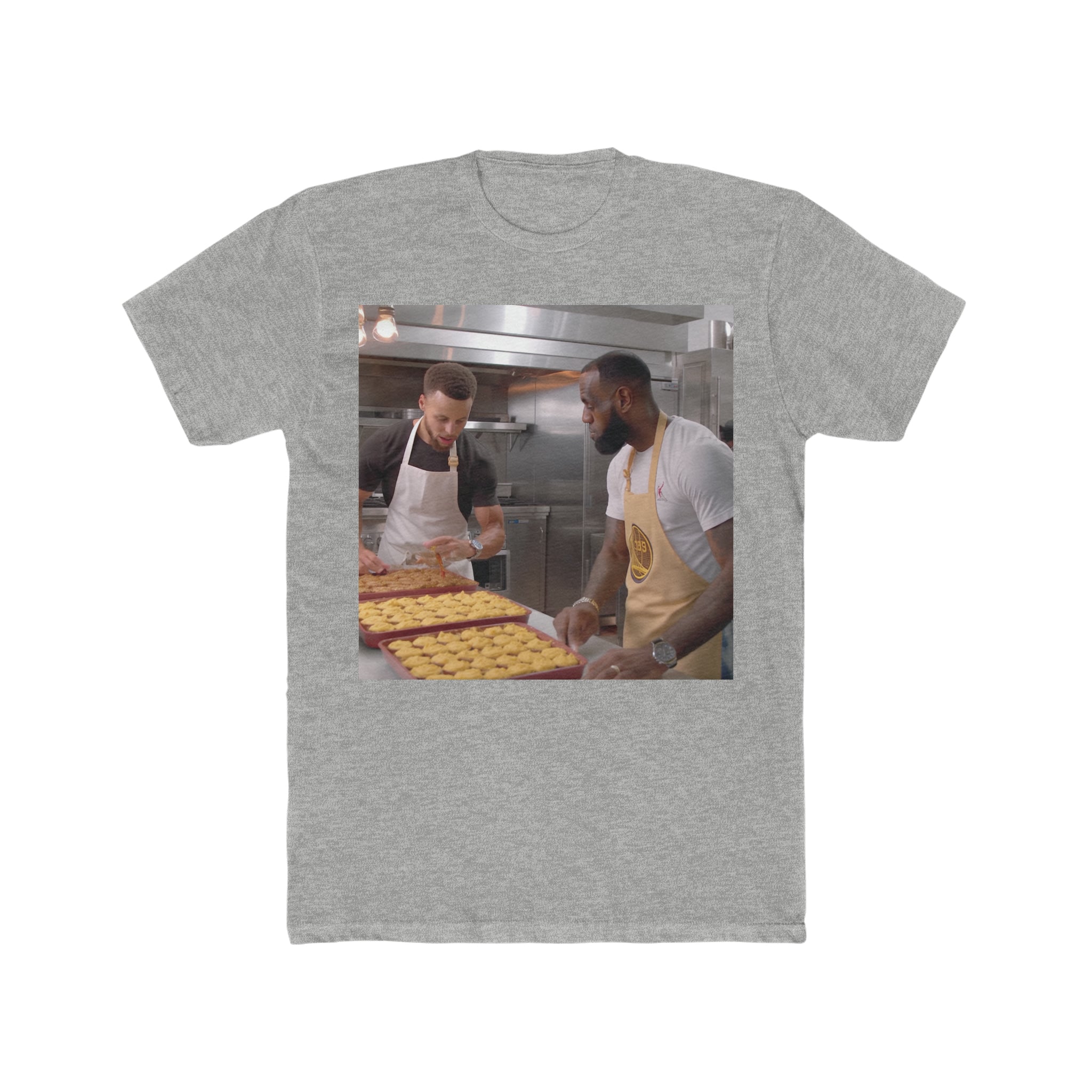 Guaranteed to Get Laughs and Compliments for Originality! Elevate Your Swag with 'Basketball Court Icons Whipping Up Cakes' Funny Men's Cotton Crew Tee - A Slam Dunk of Humor and Comfort