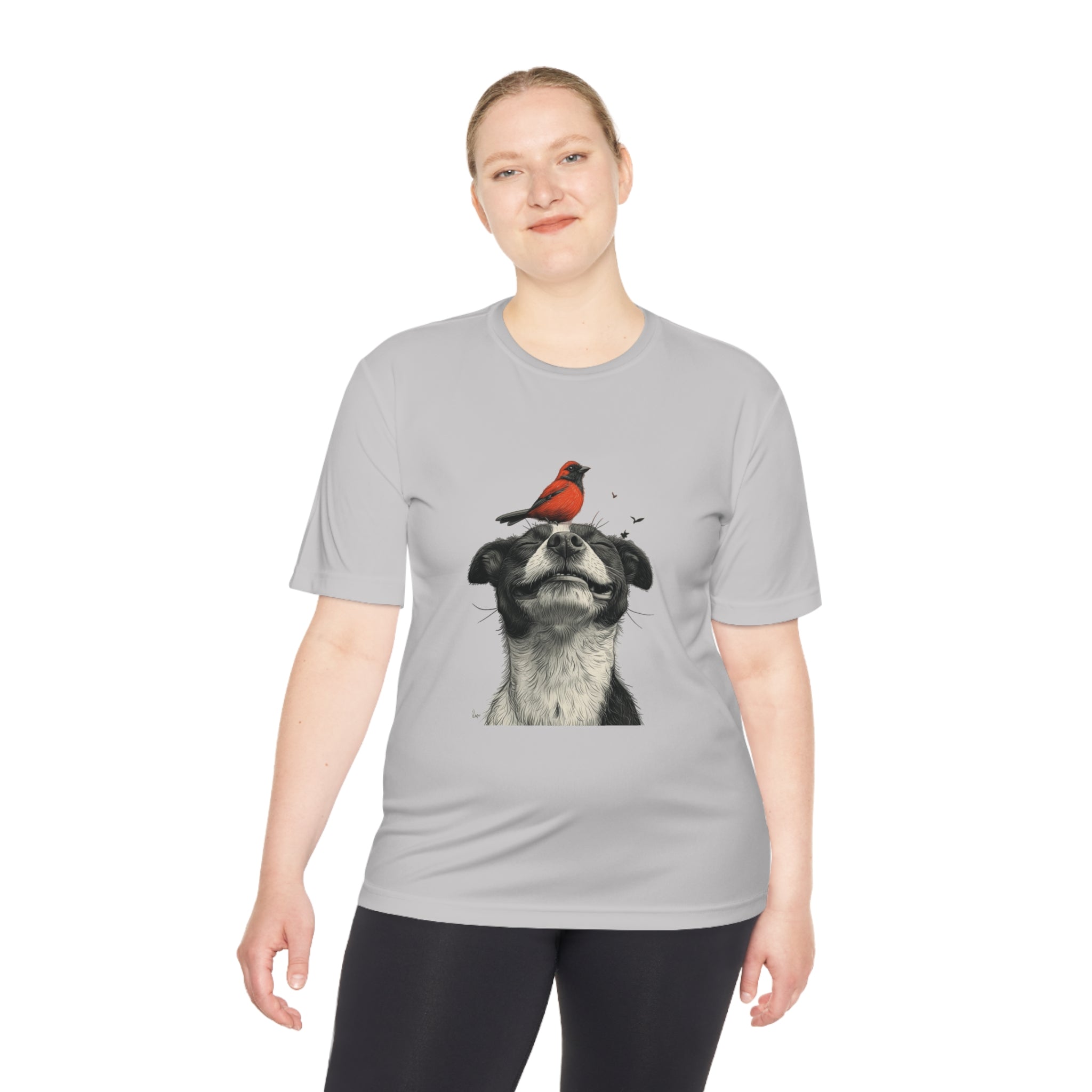 Perfect for Casual Fridays! Dog and Bird Pals Unisex MoistuDog and Bird Pals Unisex Moisture Wicking Tee - Comfortable and Stylish Apparel for Animal Loversre Wicking Tee - Comfortable and Stylish Apparel for Animal Lovers