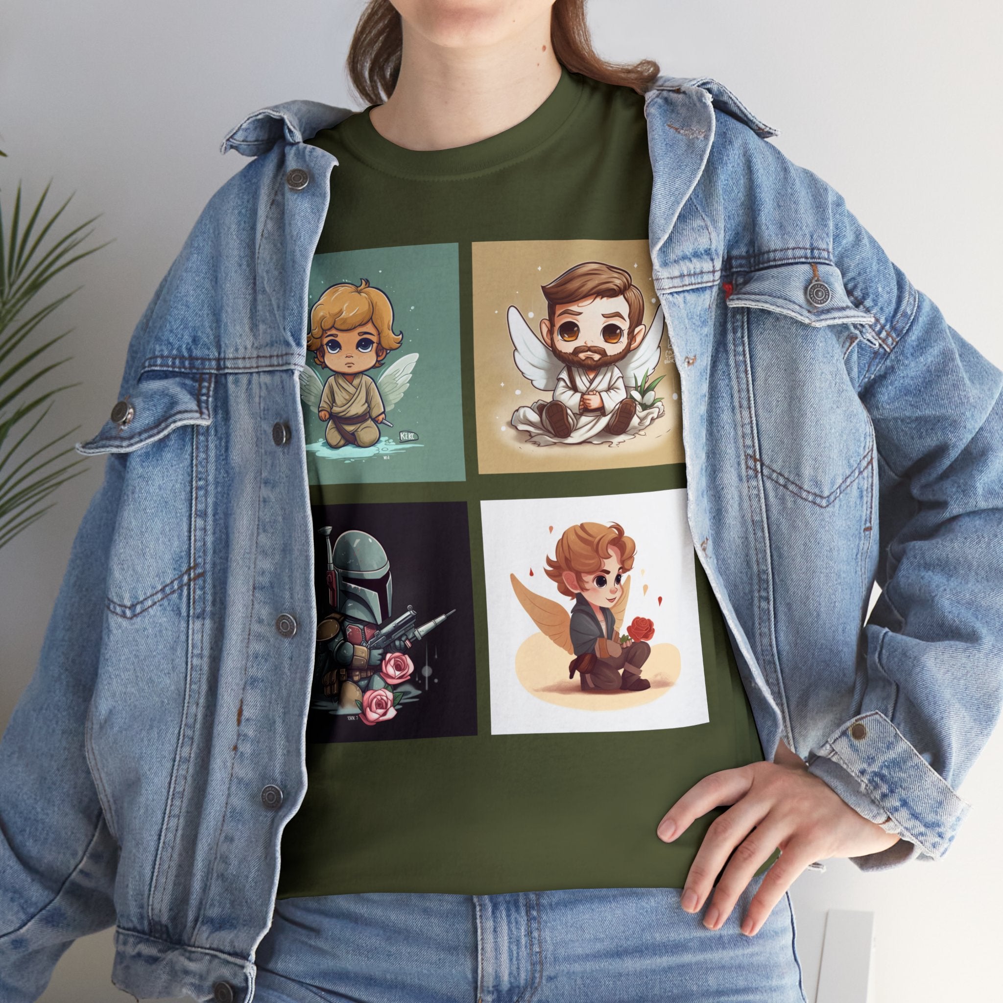 Proven Conversation Starter Cons! This Unique Shirt to Your Collection For Fans of Original Trilogy. Embrace the Epic Saga: Heroes and Villains of a Far Away Galaxy Cute Collage Unisex Heavy Cotton Tee - Showcase Your Love for Timeless Adventures