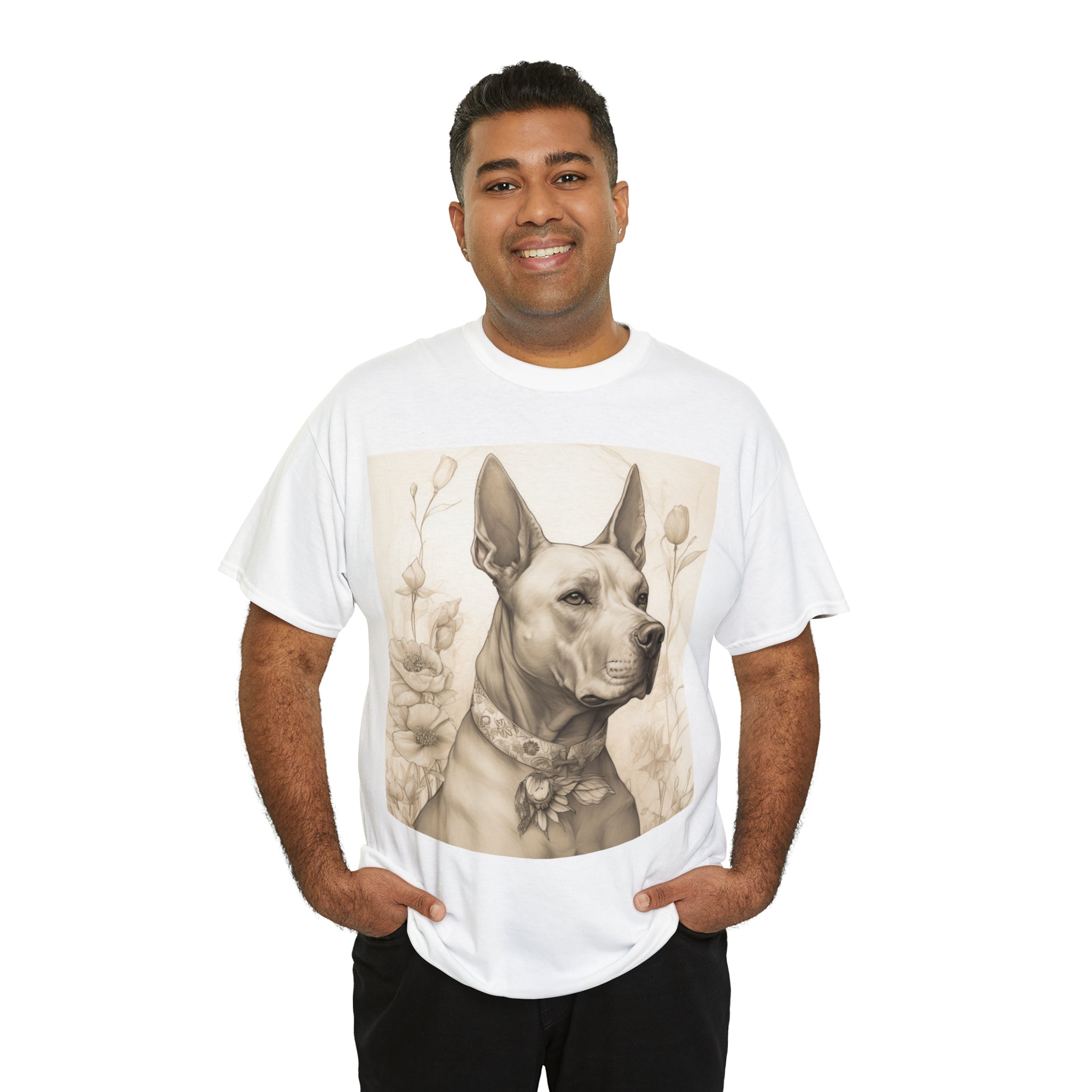 Unisex Heavy Cotton Tee-"Noble Canine" Heavy Cotton Tee - Unisex, Perfect for Dog Lovers & Art Enthusiasts