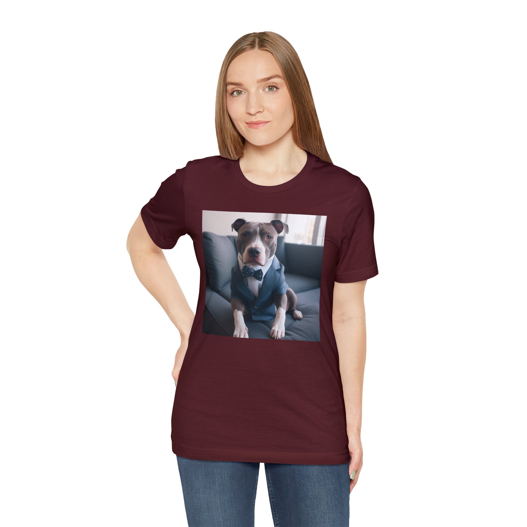 Hire Your Furry Friend with the "Do I have the Job?" Cute Puppy for Dog Owners in Interview Attire Unisex Jersey Short Sleeve Tee - Funny Dog Interview Tee Gift for Dog Lovers and Pet Owners