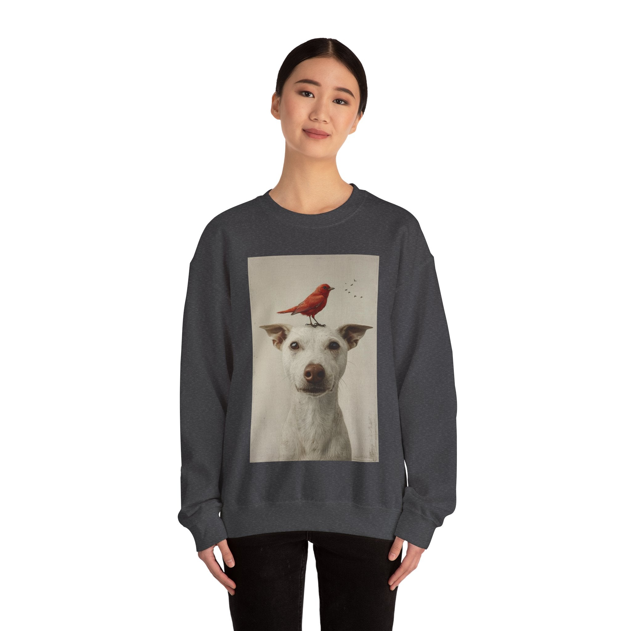 Trusting Bird and Dog Friend Unisex Heavy Blend™ Crewneck Sweatshirt - Cozy Comfort and Unique Style for Animal Lovers